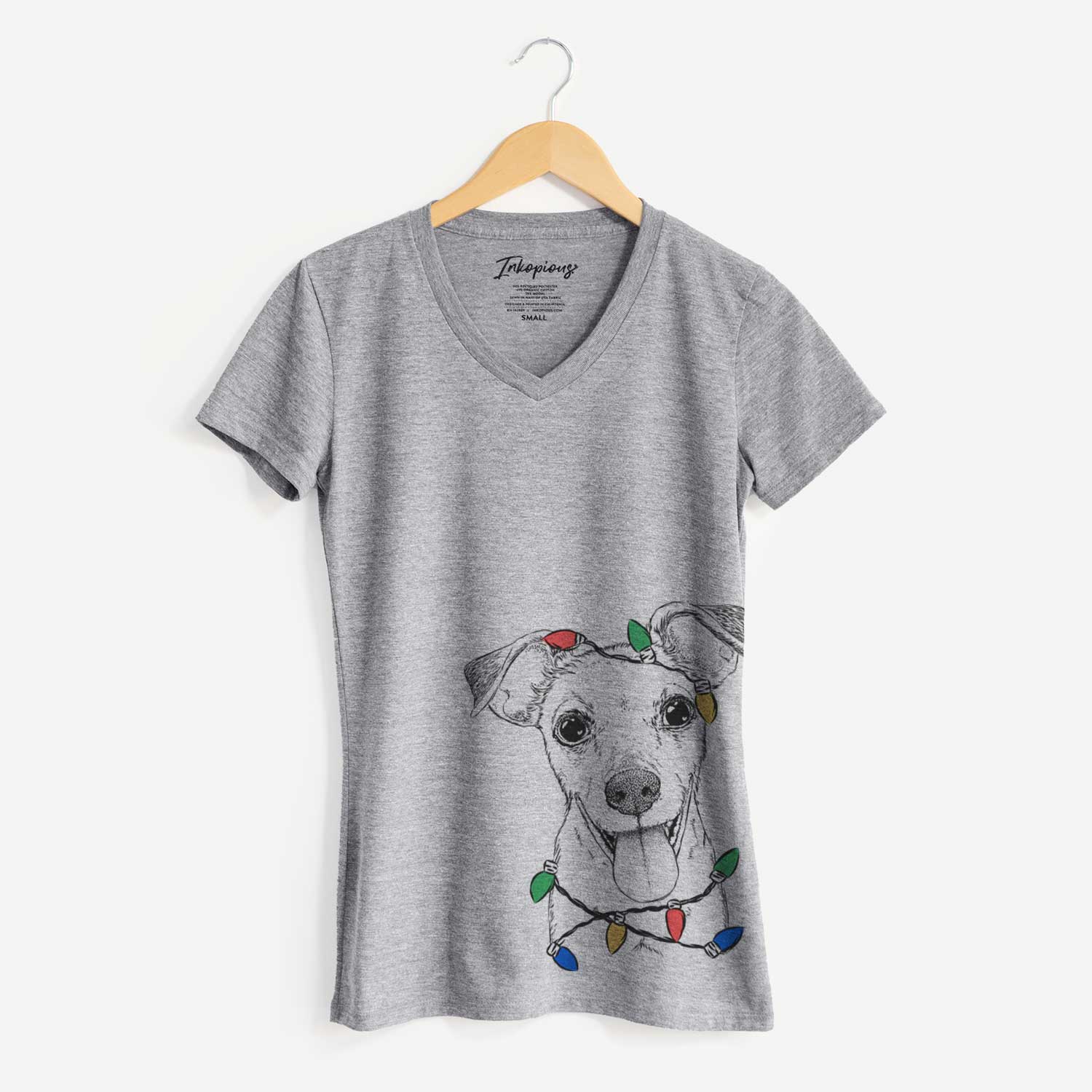 Christmas Lights Tyler the Mixed Breed - Women's V-neck Shirt