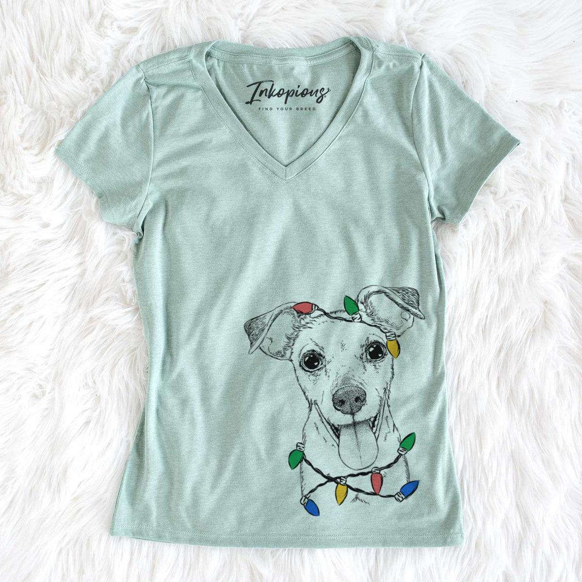 Christmas Lights Tyler the Mixed Breed - Women&#39;s V-neck Shirt