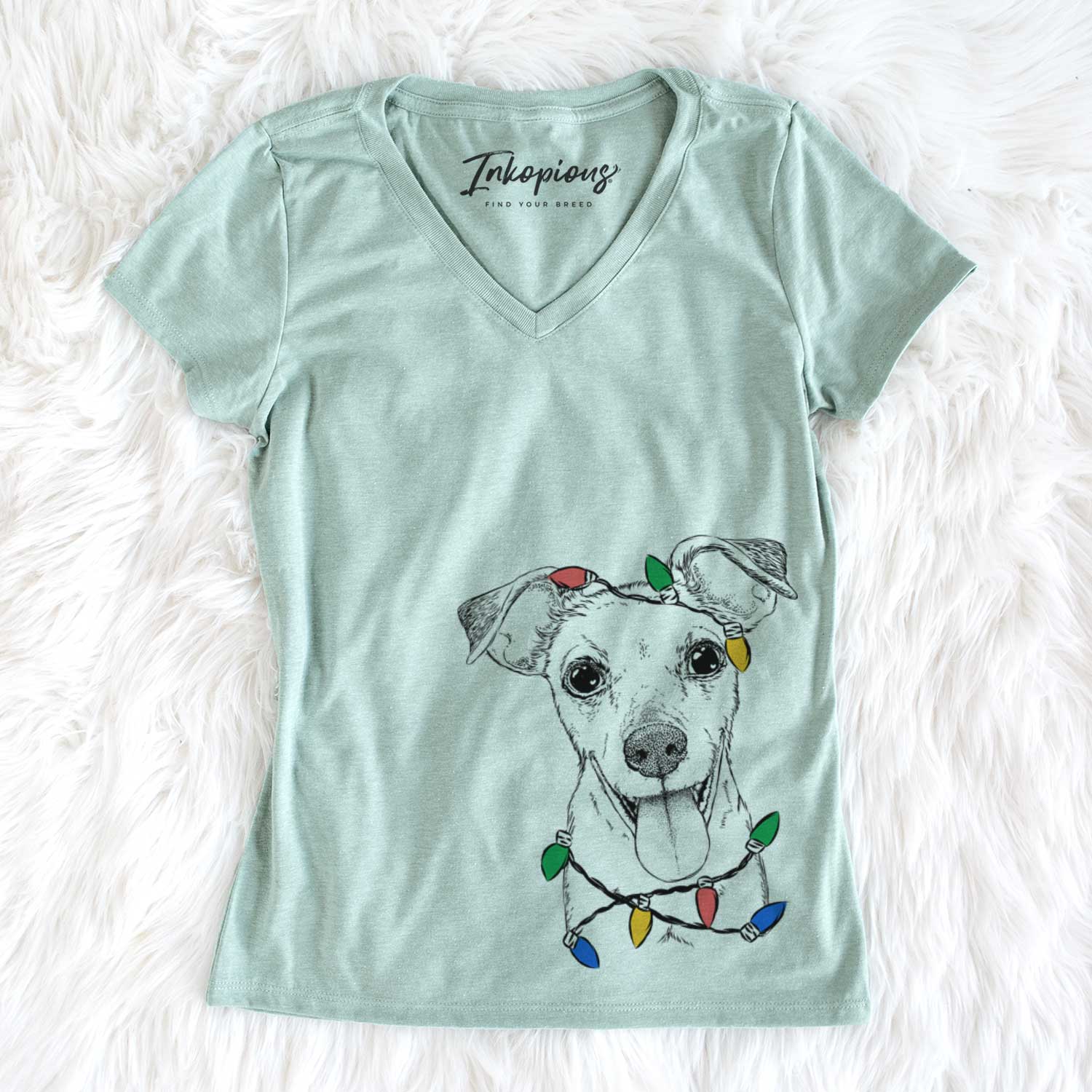 Christmas Lights Tyler the Mixed Breed - Women's V-neck Shirt