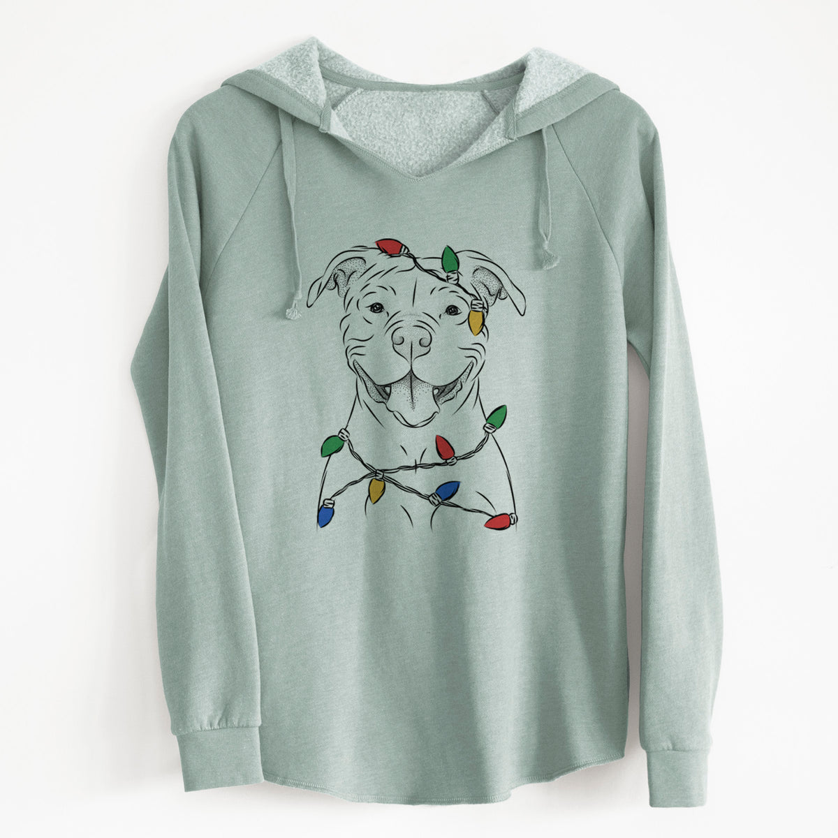 Christmas Lights Tyson the American Bulldog - Cali Wave Hooded Sweatshirt