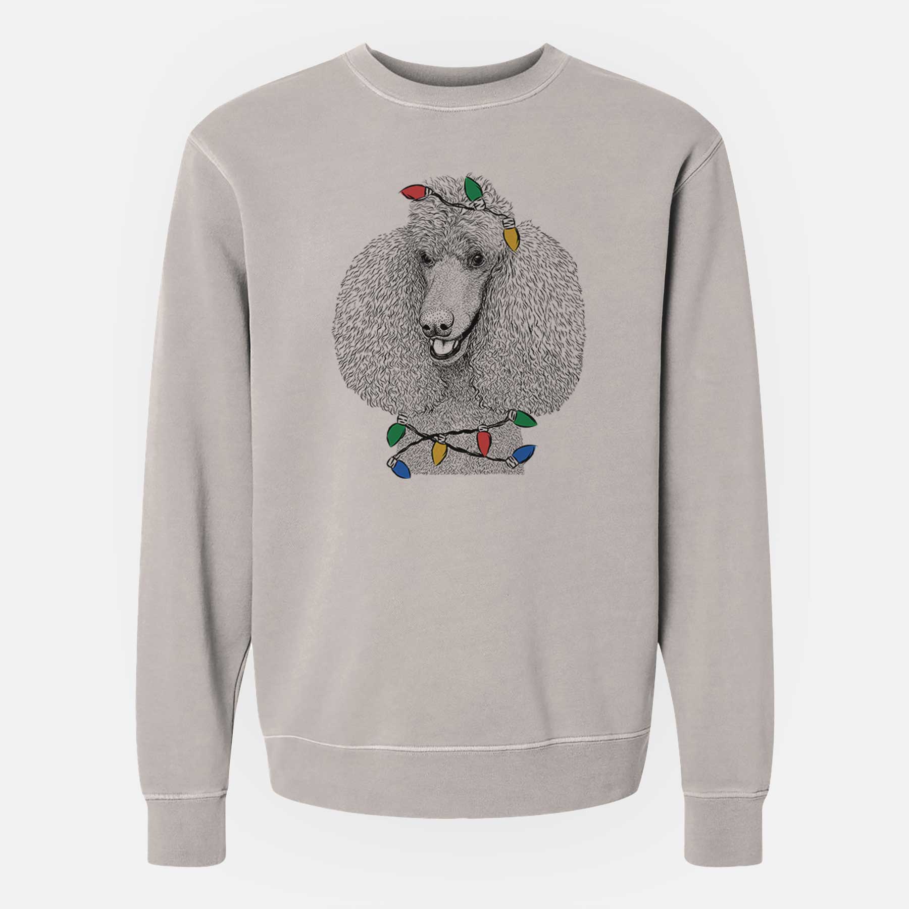 Christmas Lights Uncle Tucker the Poodle - Unisex Pigment Dyed Crew Sweatshirt