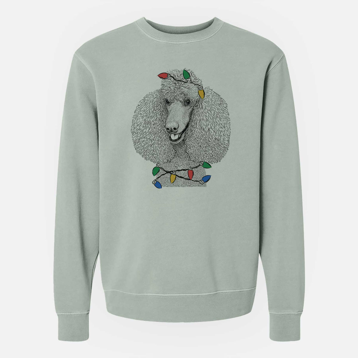 Christmas Lights Uncle Tucker the Poodle - Unisex Pigment Dyed Crew Sweatshirt