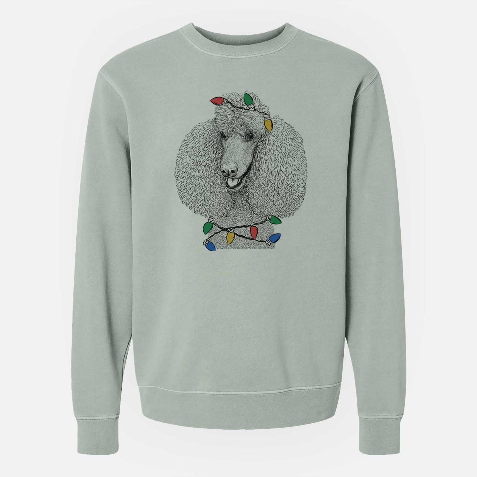 Christmas Lights Uncle Tucker the Poodle - Unisex Pigment Dyed Crew Sweatshirt