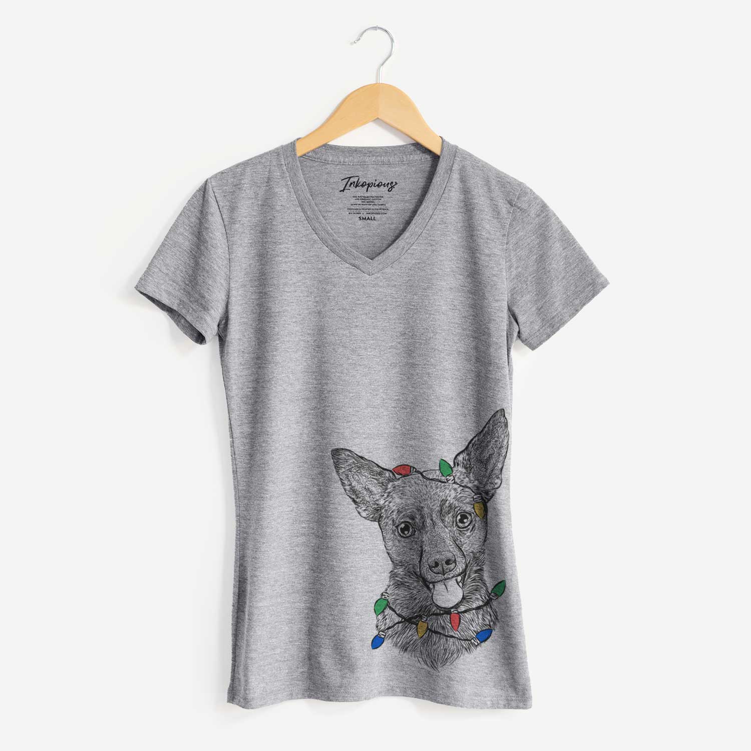 Christmas Lights Ursa the Mixed Breed - Women's V-neck Shirt