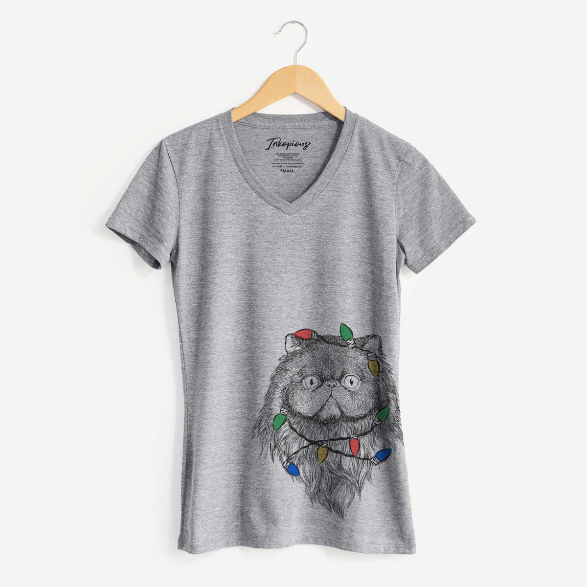 Christmas Lights Vader the Persian Cat - Women's V-neck Shirt