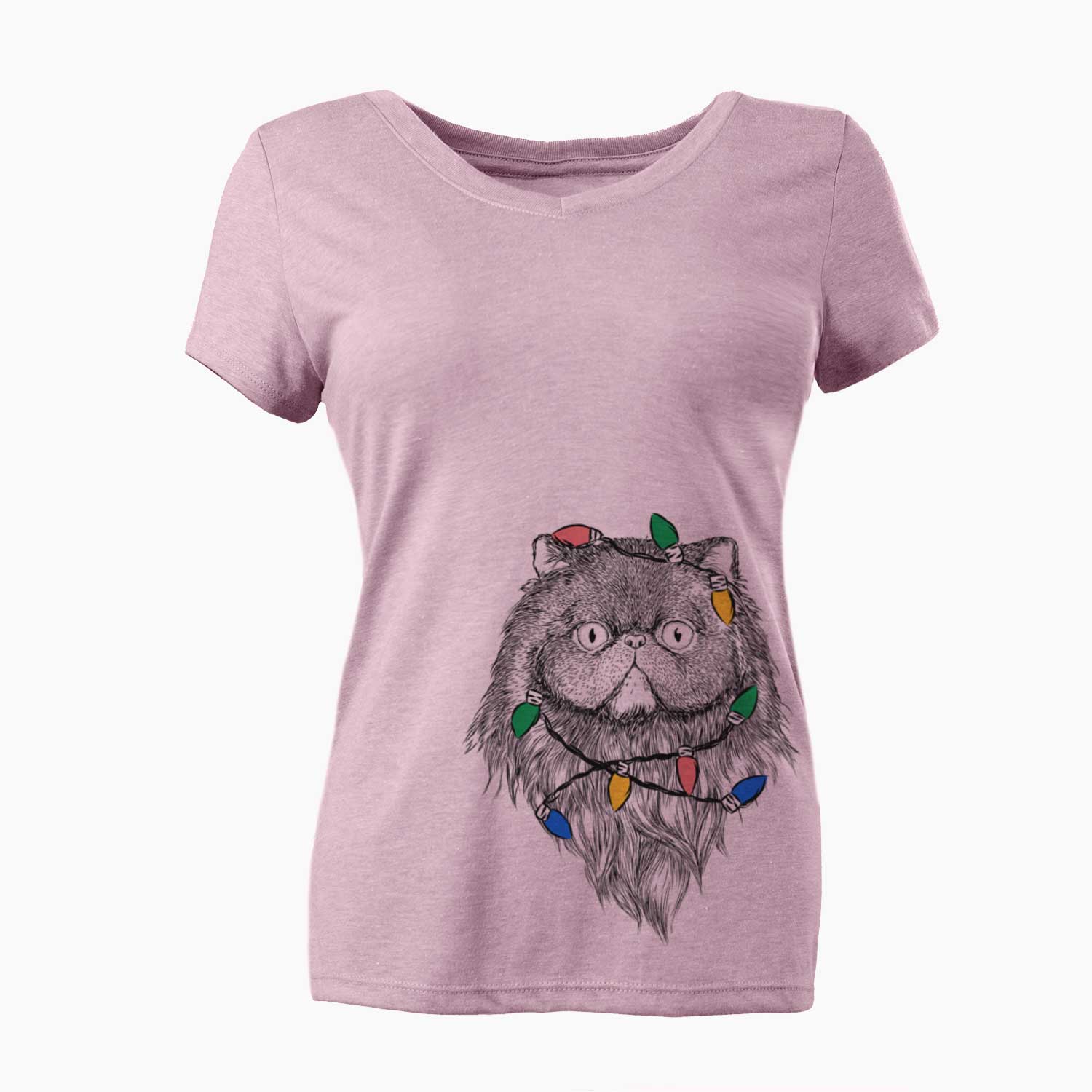 Christmas Lights Vader the Persian Cat - Women's V-neck Shirt