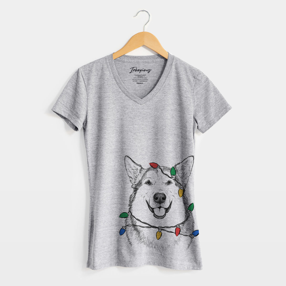 Christmas Lights Vader the Alaskan Malamute - Women's Perfect V-neck Shirt