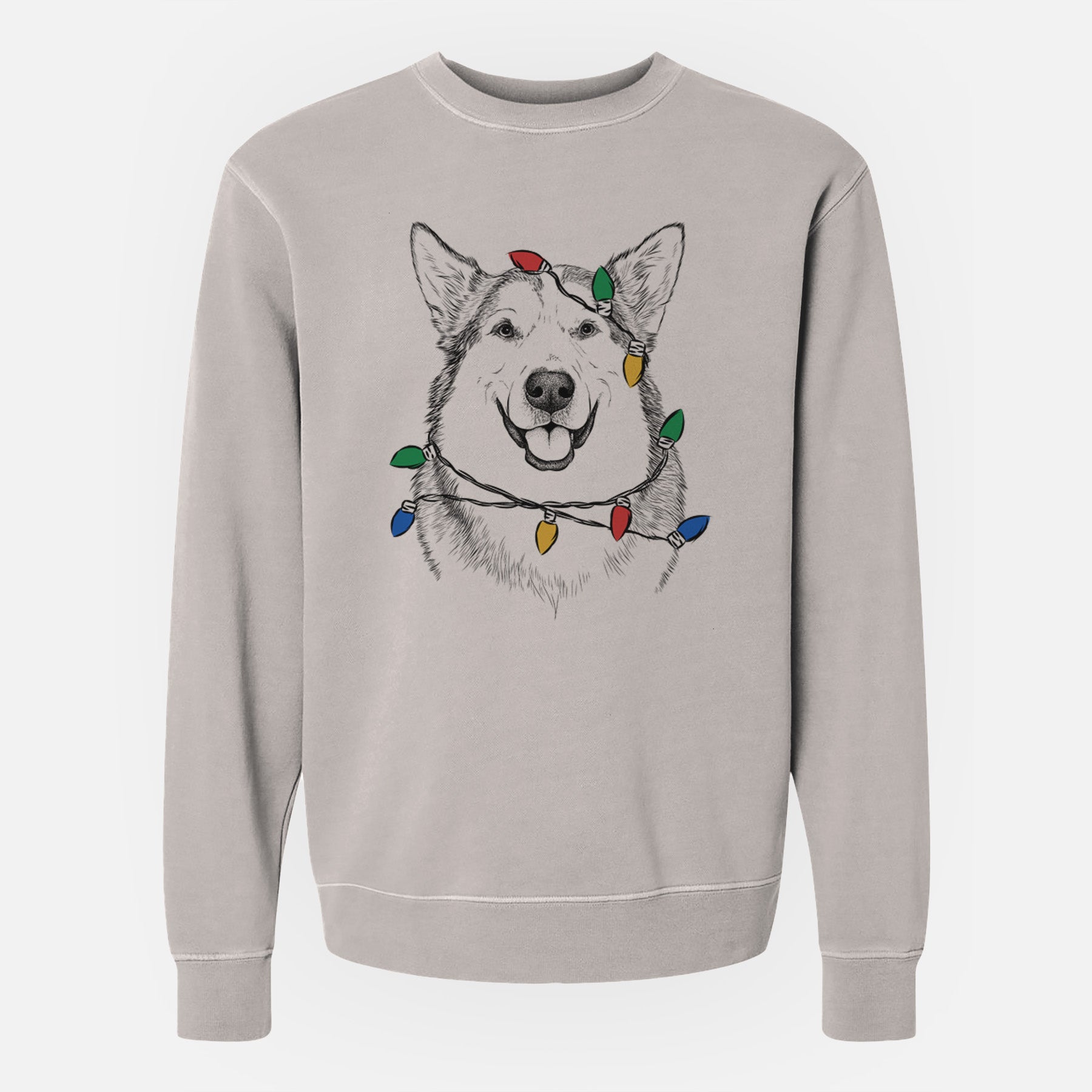 Christmas Lights Vader the Alaskan Malamute - Unisex Pigment Dyed Crew Sweatshirt