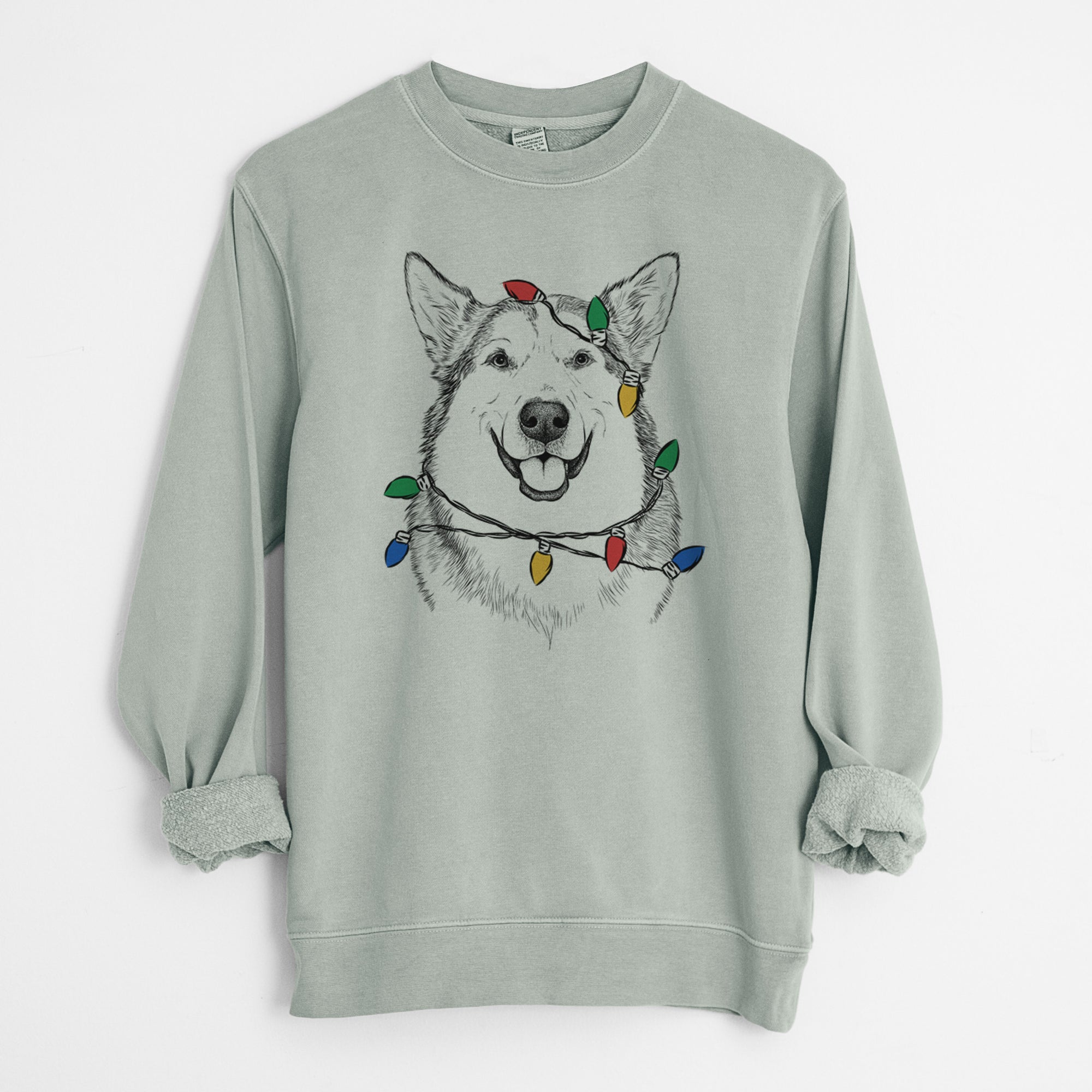 Christmas Lights Vader the Alaskan Malamute - Unisex Pigment Dyed Crew Sweatshirt