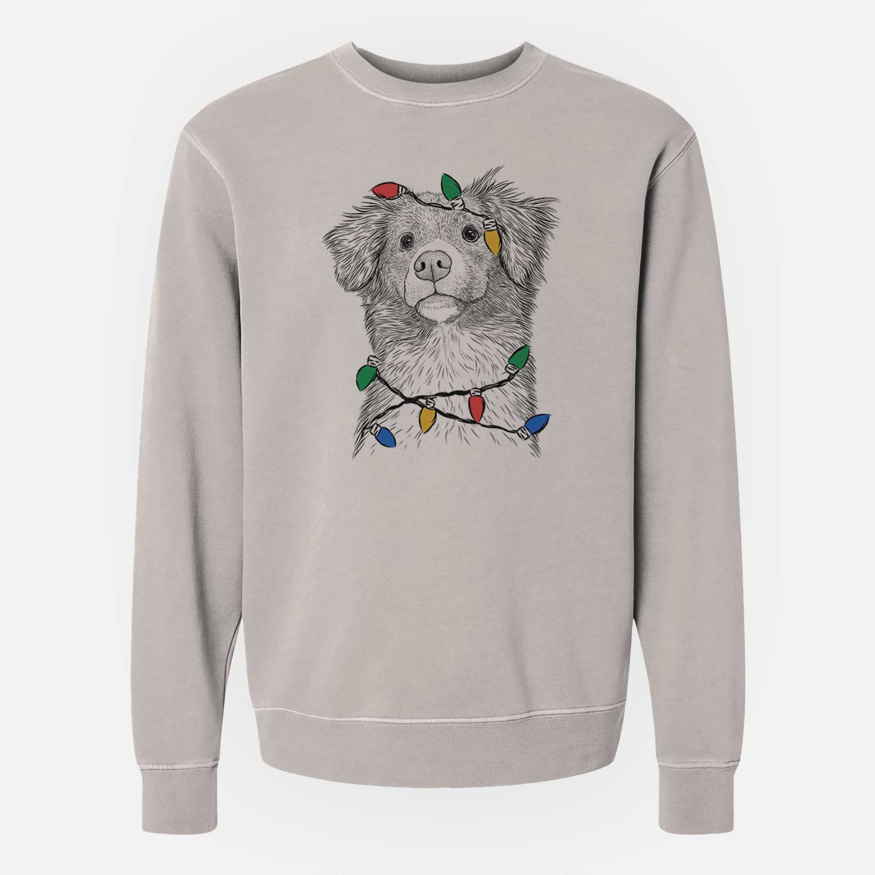 Christmas Lights Vixen the Nova Scotia Duck Tolling Retriever - Unisex Pigment Dyed Crew Sweatshirt