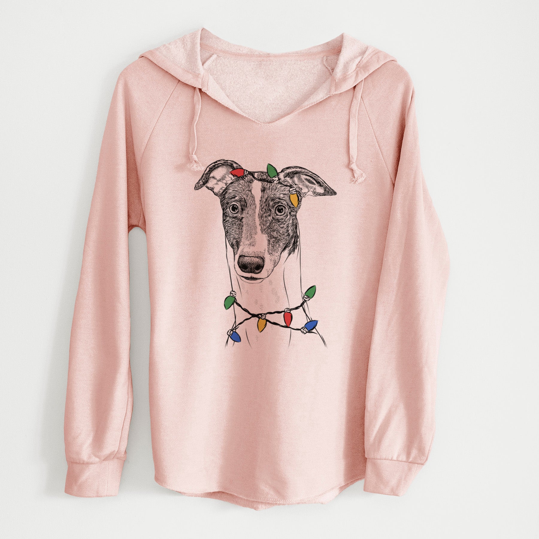 Christmas Lights Vyncent the Greyhound - Cali Wave Hooded Sweatshirt