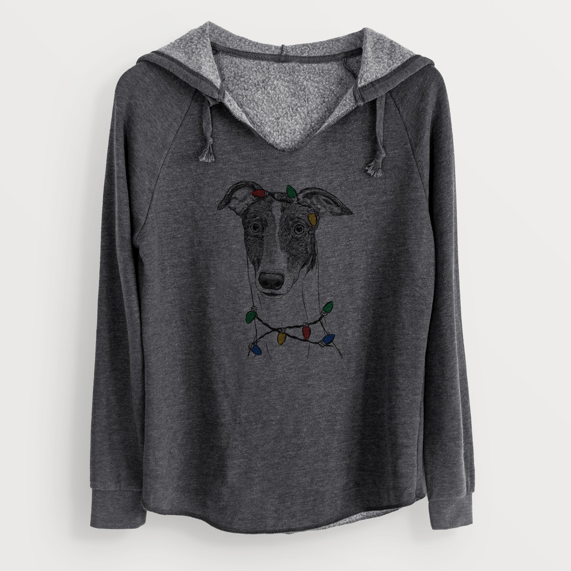 Christmas Lights Vyncent the Greyhound - Cali Wave Hooded Sweatshirt