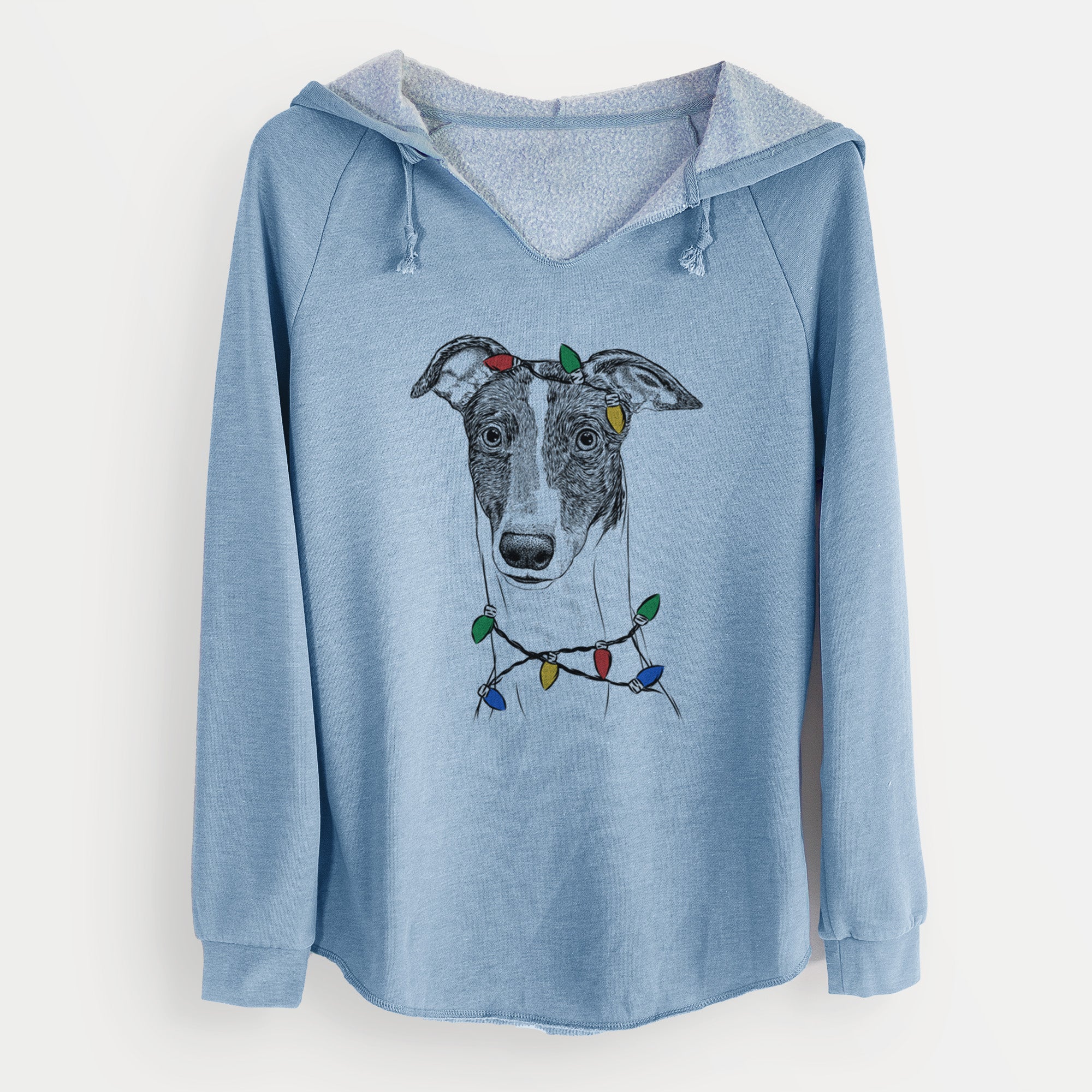 Christmas Lights Vyncent the Greyhound - Cali Wave Hooded Sweatshirt