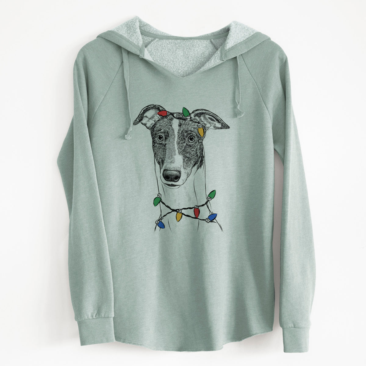 Christmas Lights Vyncent the Greyhound - Cali Wave Hooded Sweatshirt