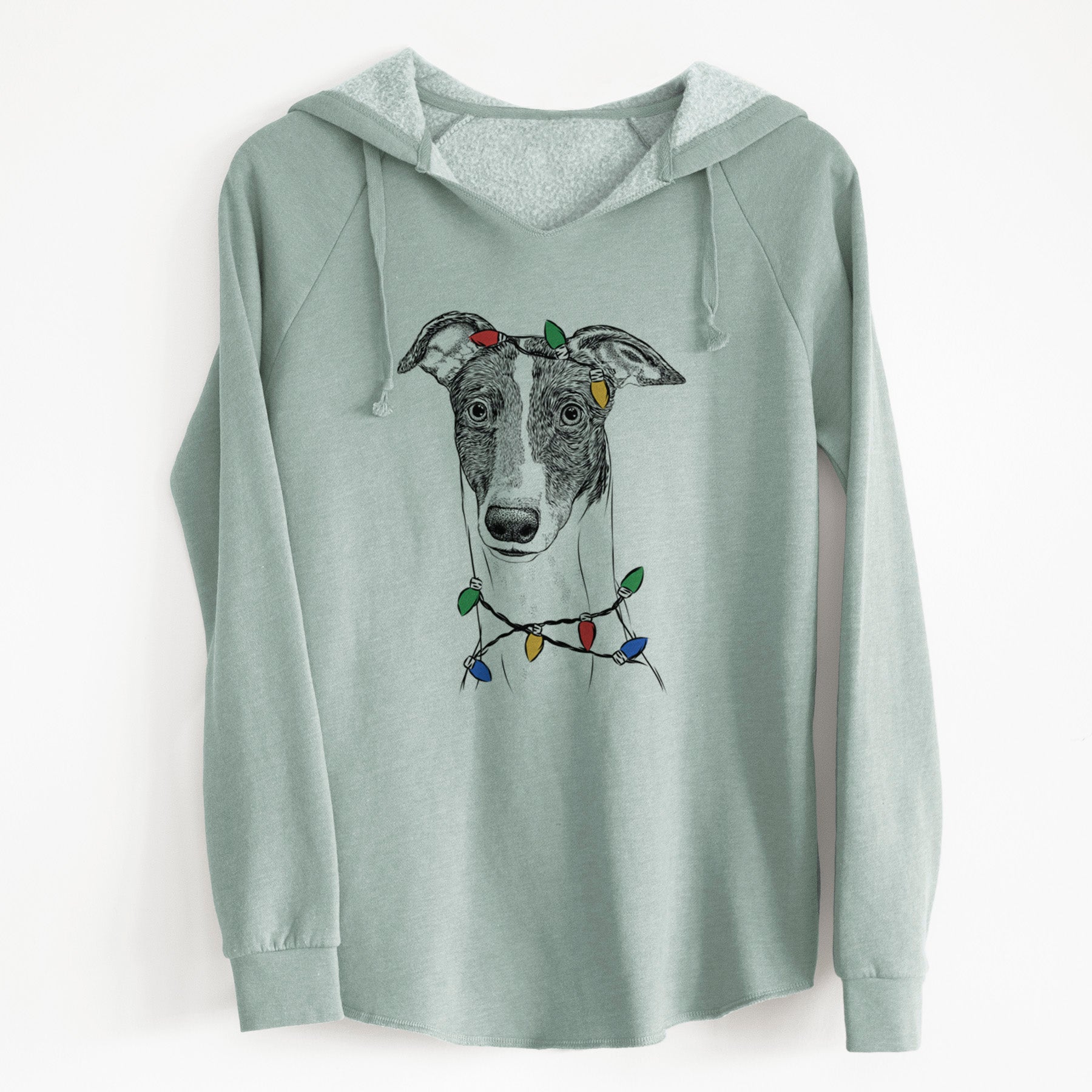 Christmas Lights Vyncent the Greyhound - Cali Wave Hooded Sweatshirt