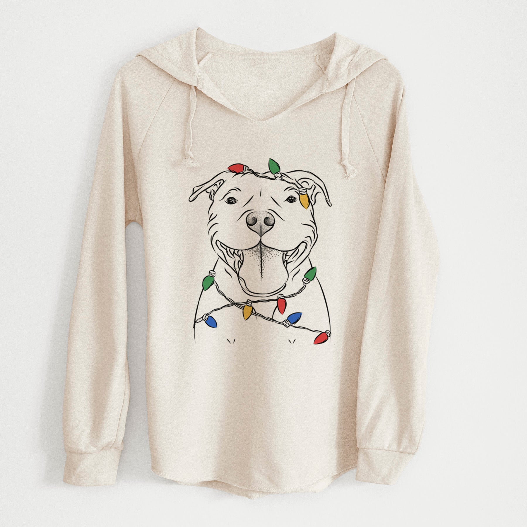 Christmas Lights Wafer the Staffordshire Bull Terrier - Cali Wave Hooded Sweatshirt