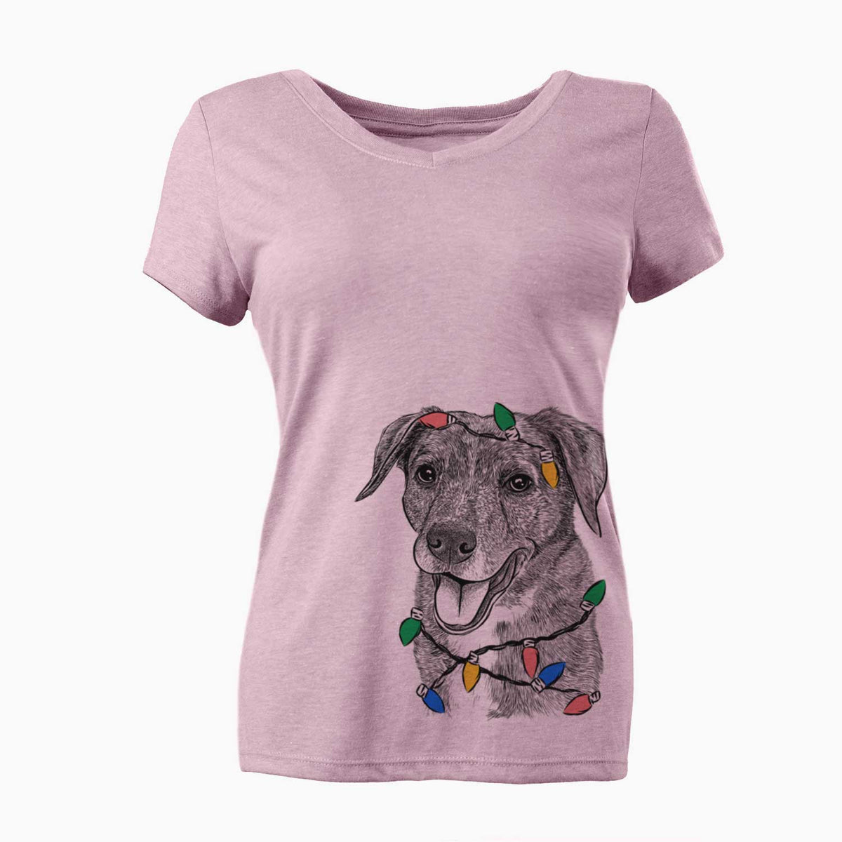 Christmas Lights Wally the Mixed Breed - Women's V-neck Shirt