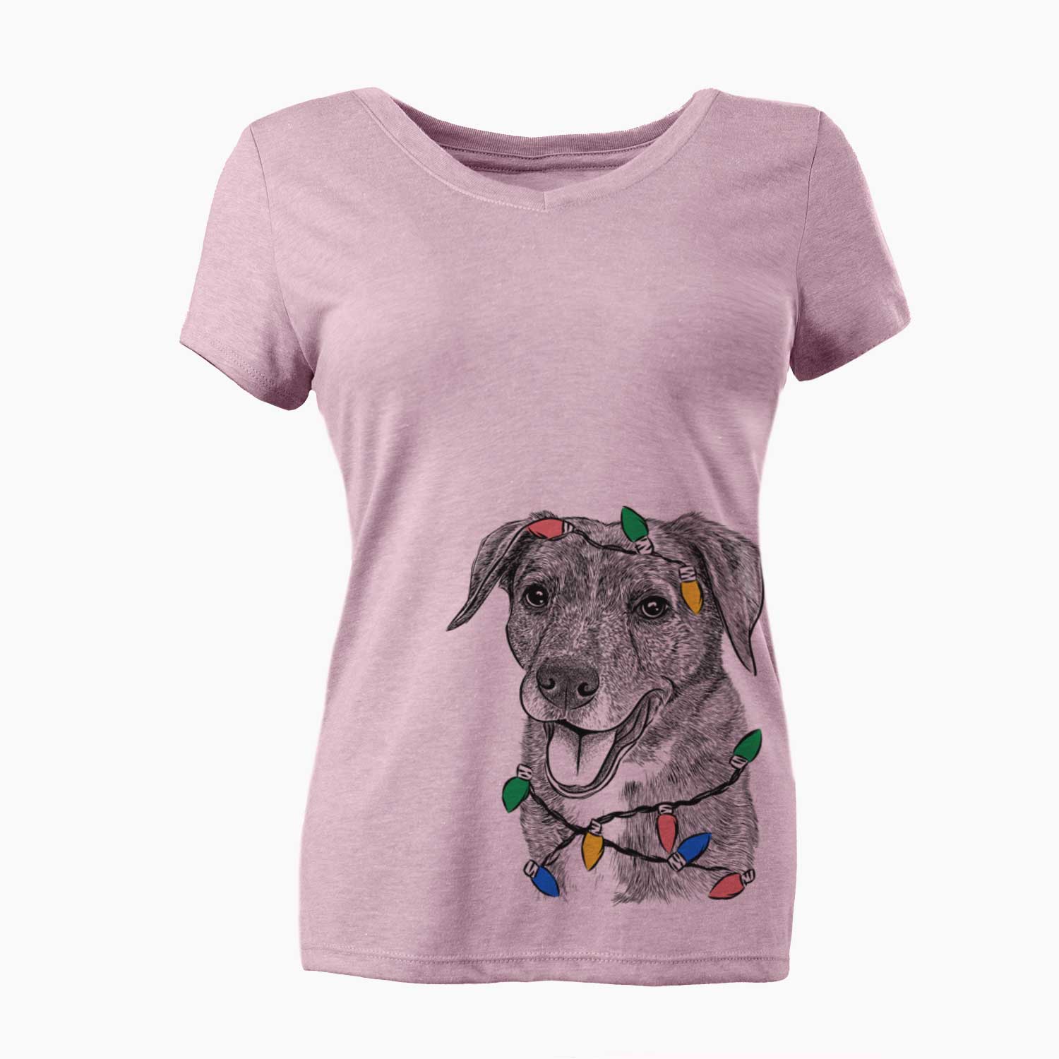 Christmas Lights Wally the Mixed Breed - Women's V-neck Shirt