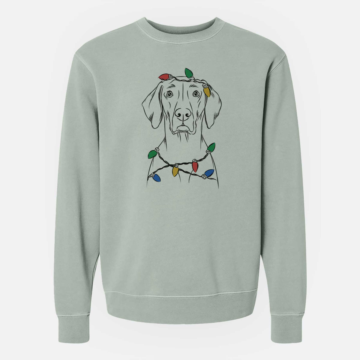 Christmas Lights Walter the Weimaraner - Unisex Pigment Dyed Crew Sweatshirt