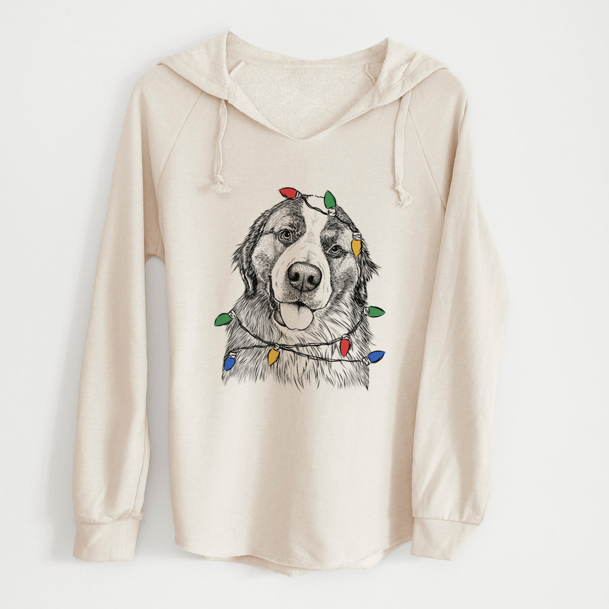 Christmas Lights Walter the Bernese Mountain Dog Mix - Cali Wave Hooded Sweatshirt