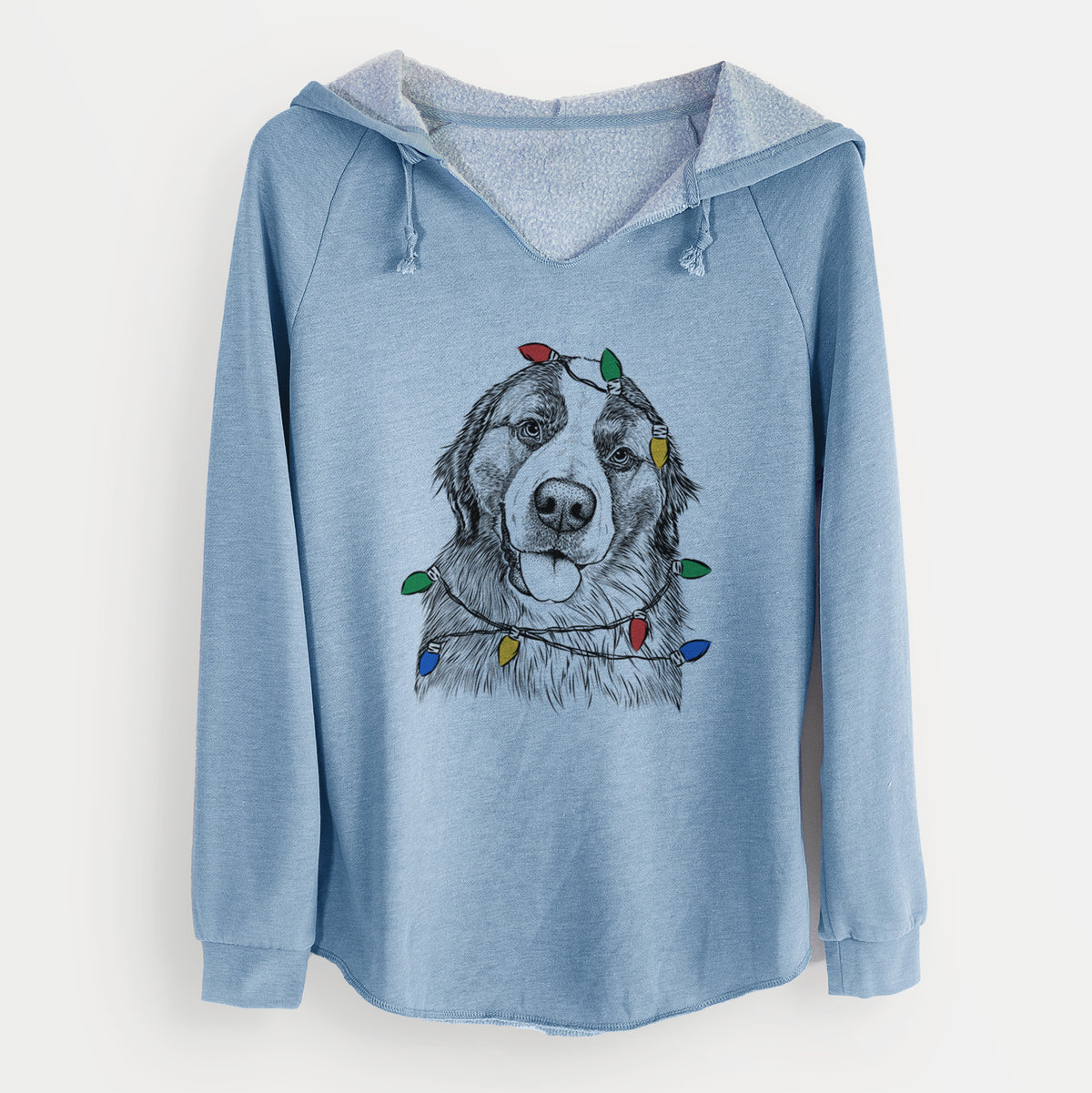 Christmas Lights Walter the Bernese Mountain Dog Mix - Cali Wave Hooded Sweatshirt