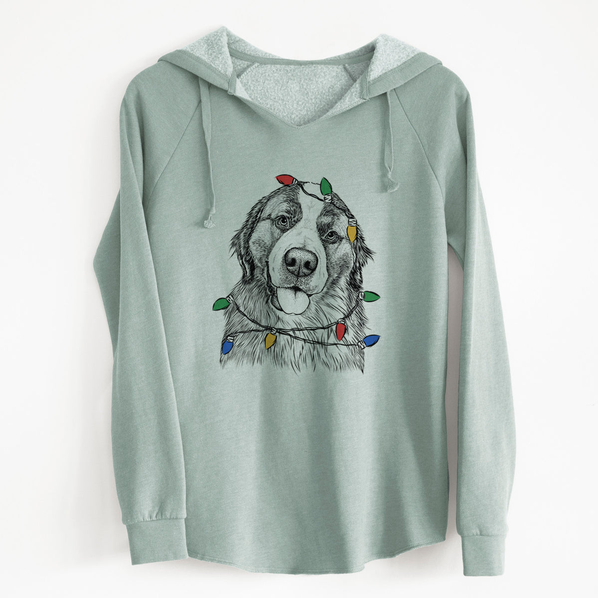 Christmas Lights Walter the Bernese Mountain Dog Mix - Cali Wave Hooded Sweatshirt