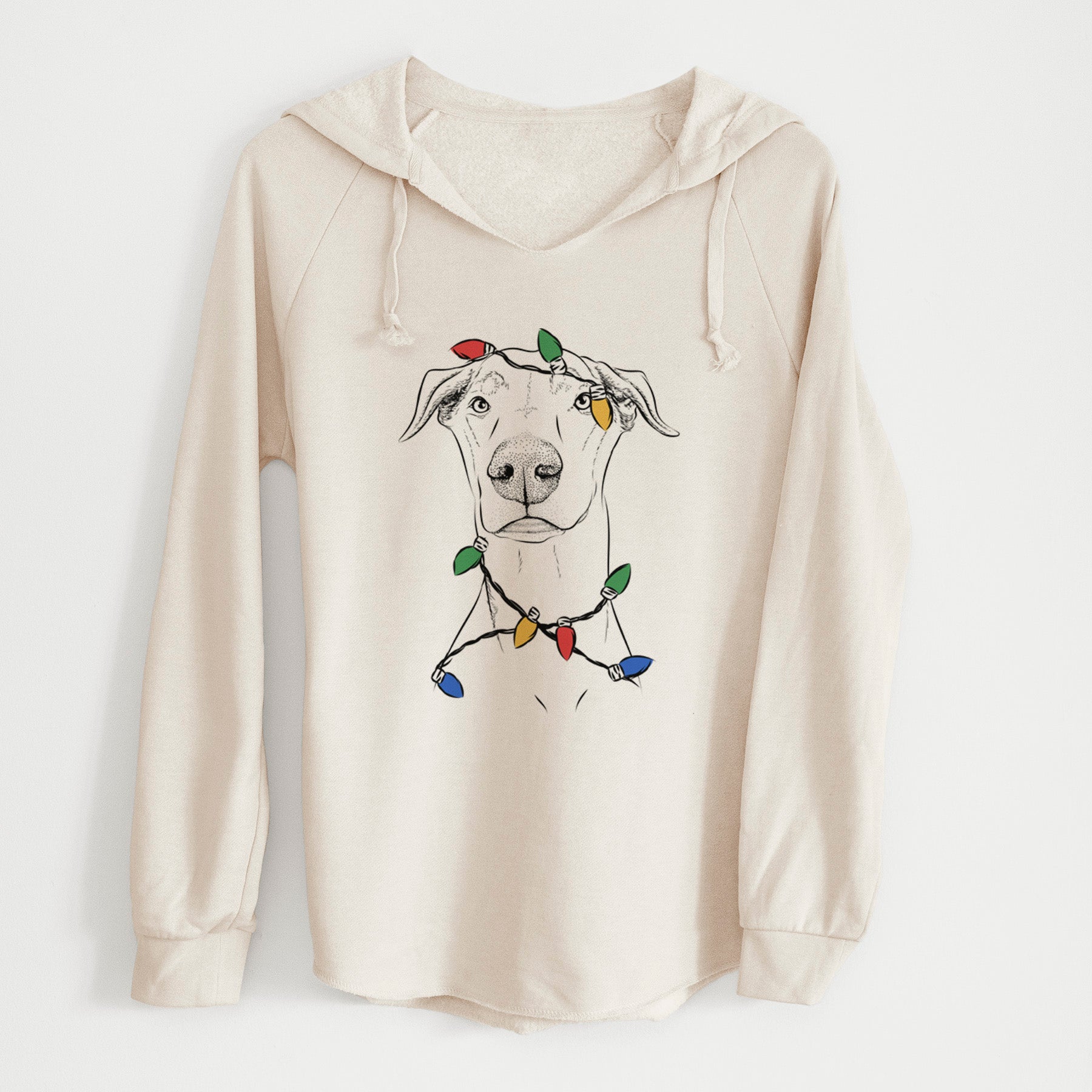 Christmas Lights Walter the White Doberman Rescue - Cali Wave Hooded Sweatshirt