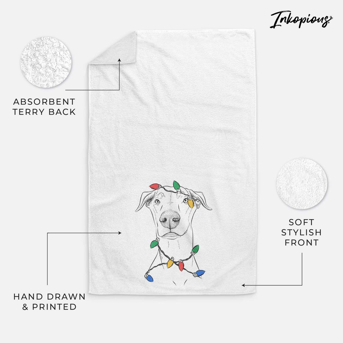 Walter the White Doberman Rescue Decorative Hand Towel