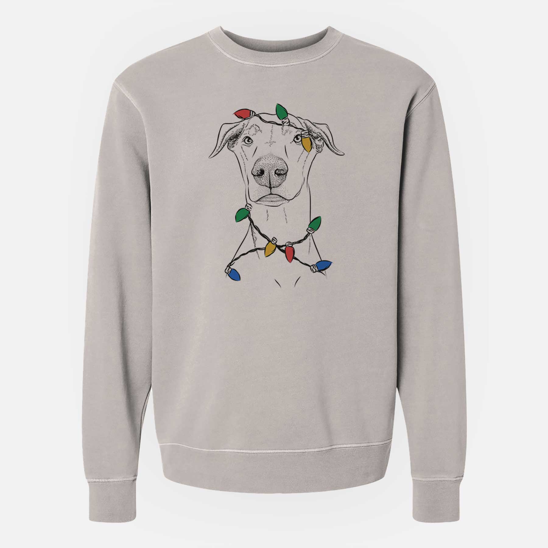 Christmas Lights Walter the White Doberman Rescue - Unisex Pigment Dyed Crew Sweatshirt