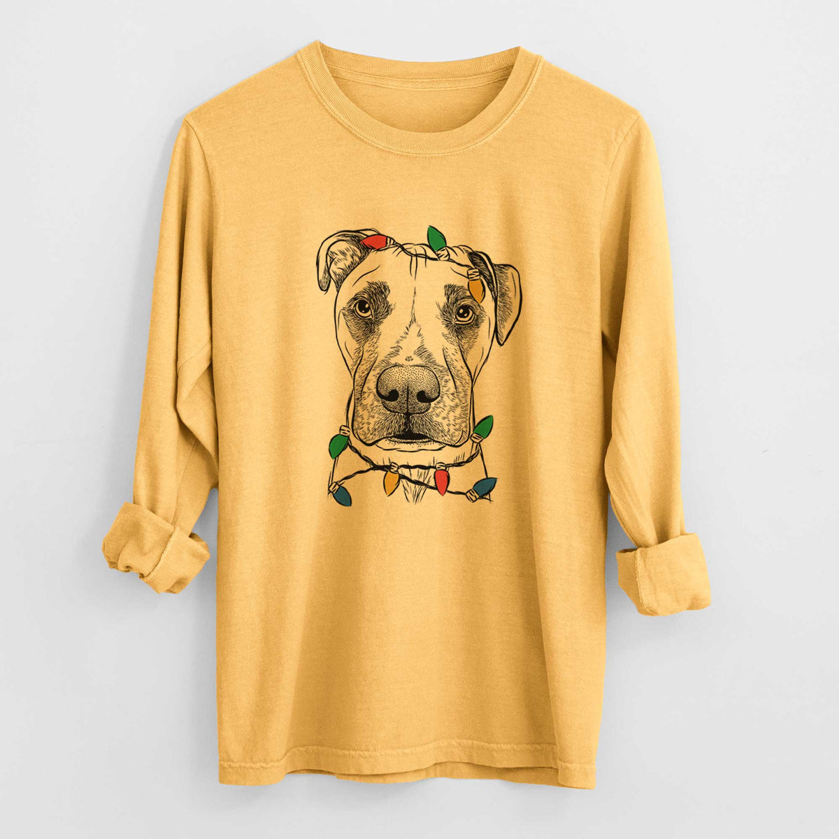 Christmas Lights Waylon the Boxane - Heavyweight 100% Cotton Long Sleeve