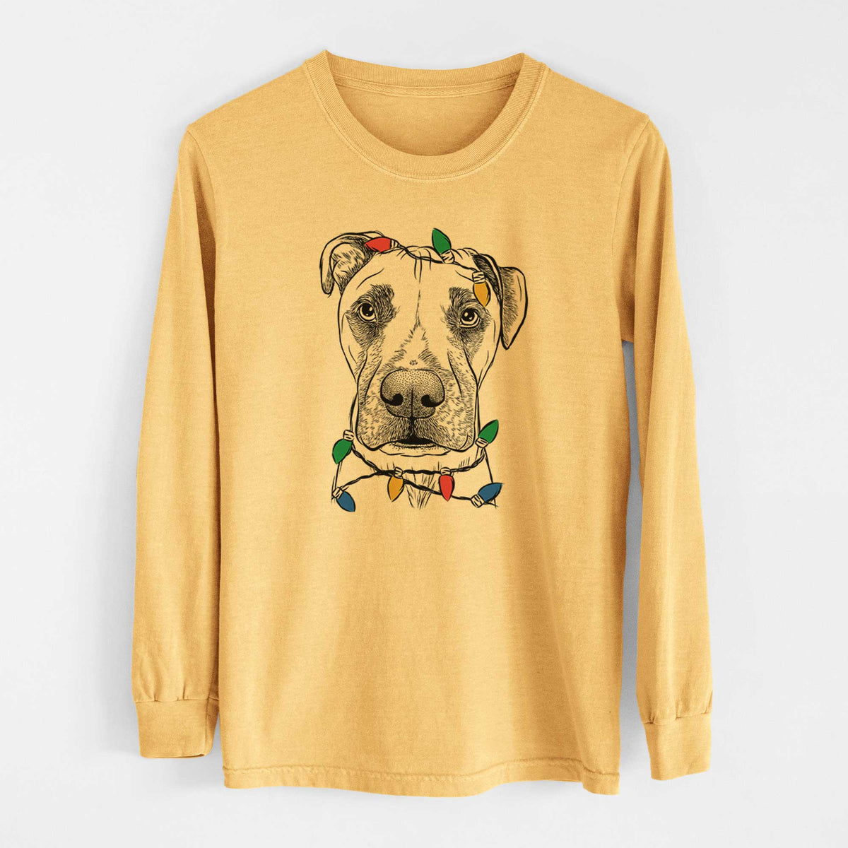 Christmas Lights Waylon the Boxane - Heavyweight 100% Cotton Long Sleeve