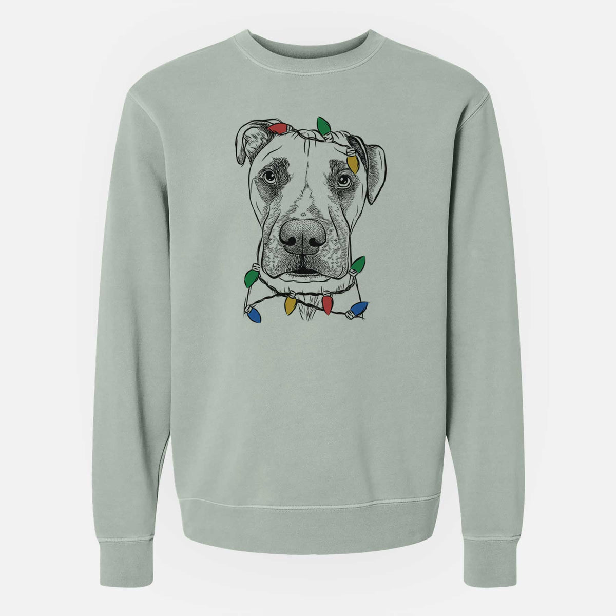 Christmas Lights Waylon the Boxane - Unisex Pigment Dyed Crew Sweatshirt