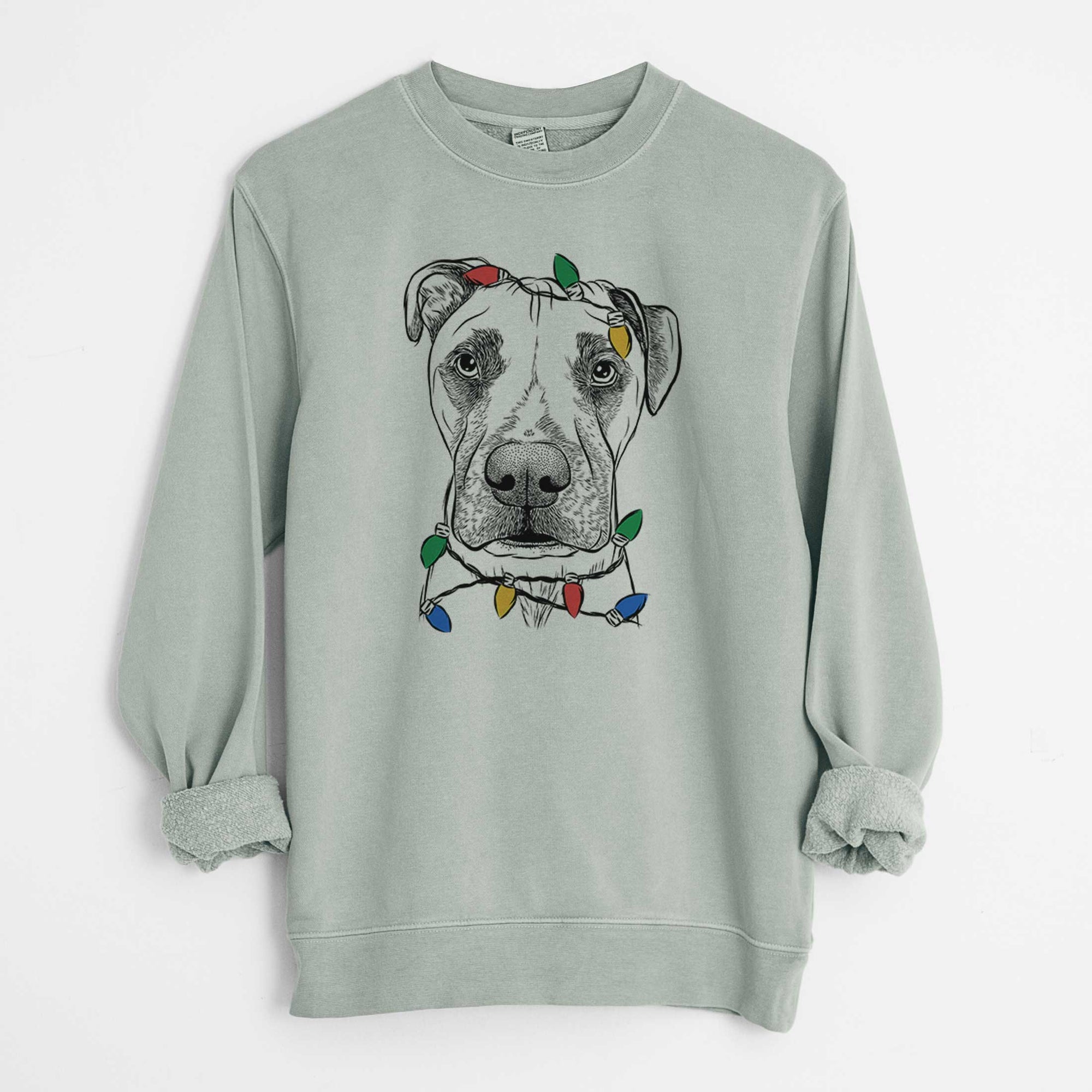 Christmas Lights Waylon the Boxane - Unisex Pigment Dyed Crew Sweatshirt