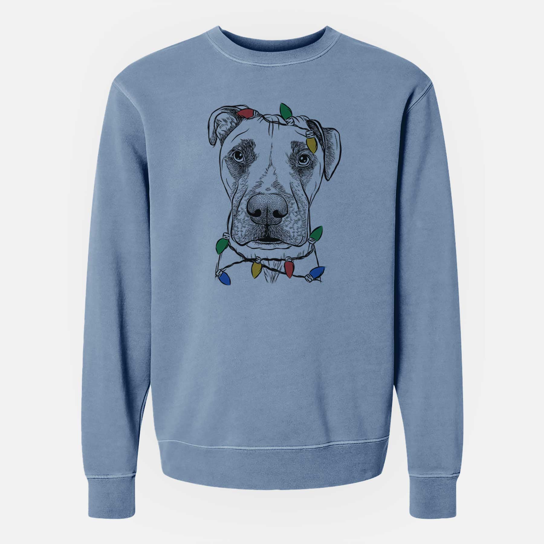 Christmas Lights Waylon the Boxane - Unisex Pigment Dyed Crew Sweatshirt