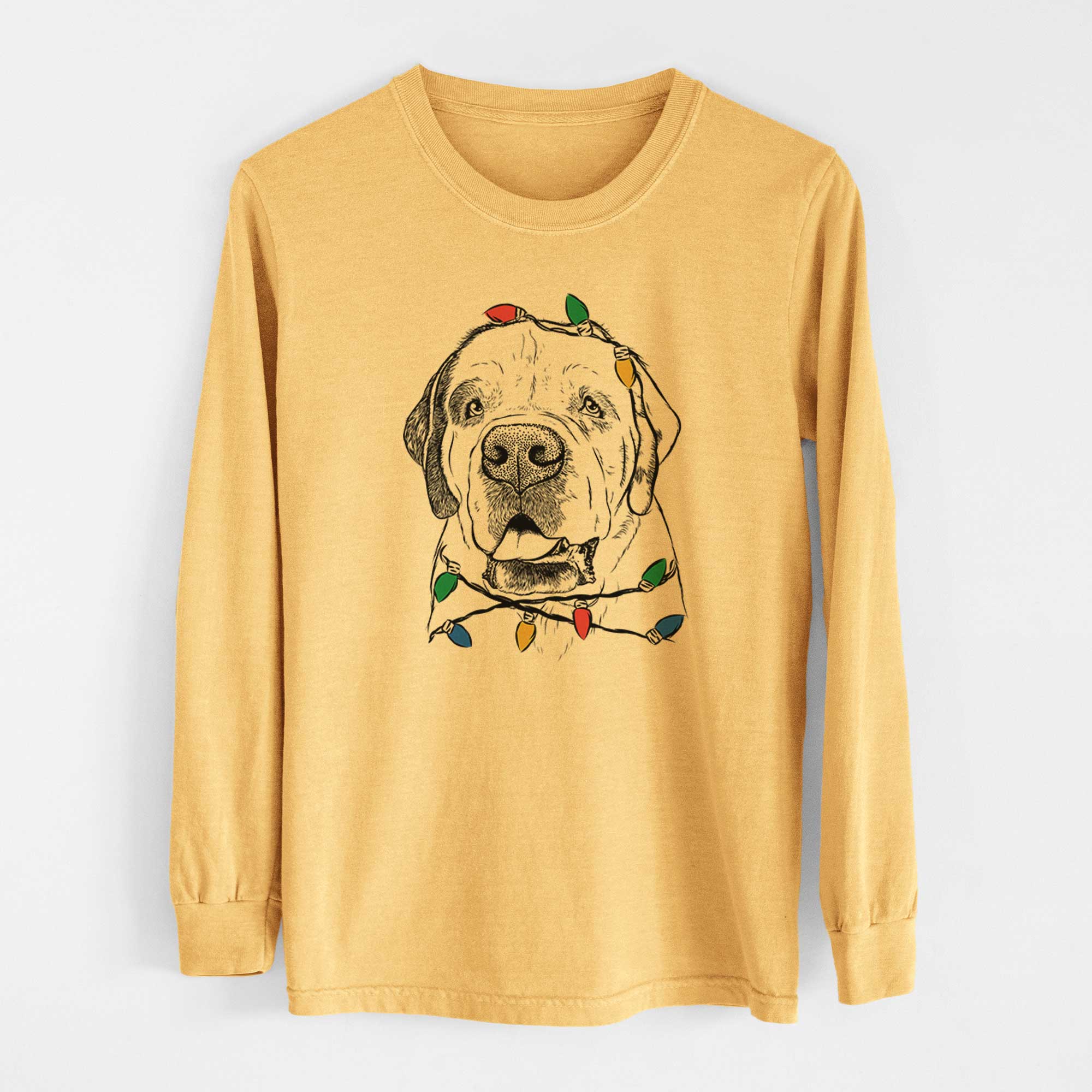 Christmas Lights Wendy the Saint Bernard - Heavyweight 100% Cotton Long Sleeve