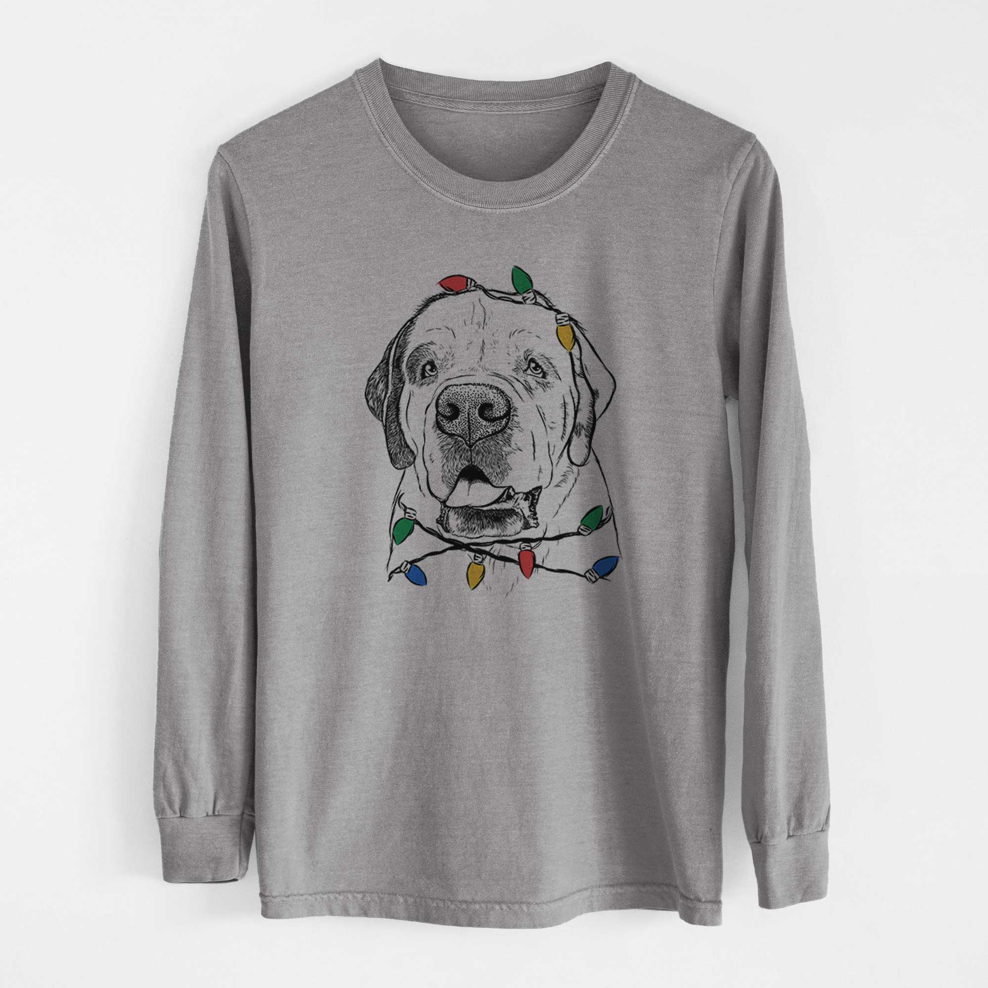 Christmas Lights Wendy the Saint Bernard - Heavyweight 100% Cotton Long Sleeve