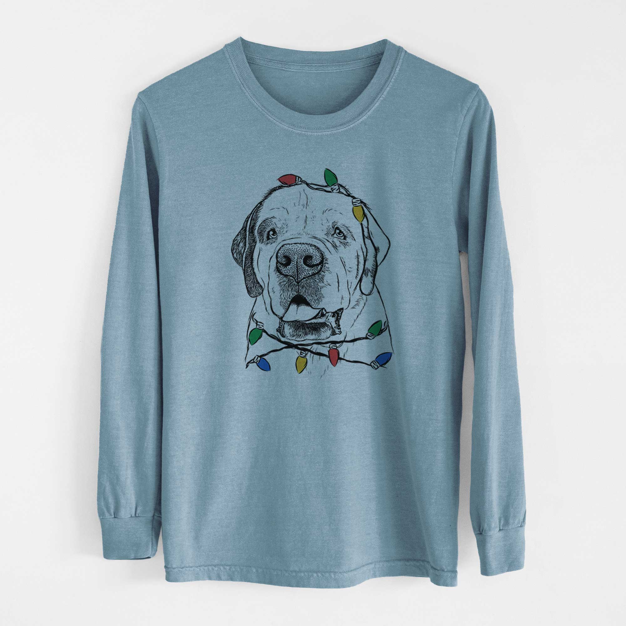 Christmas Lights Wendy the Saint Bernard - Heavyweight 100% Cotton Long Sleeve