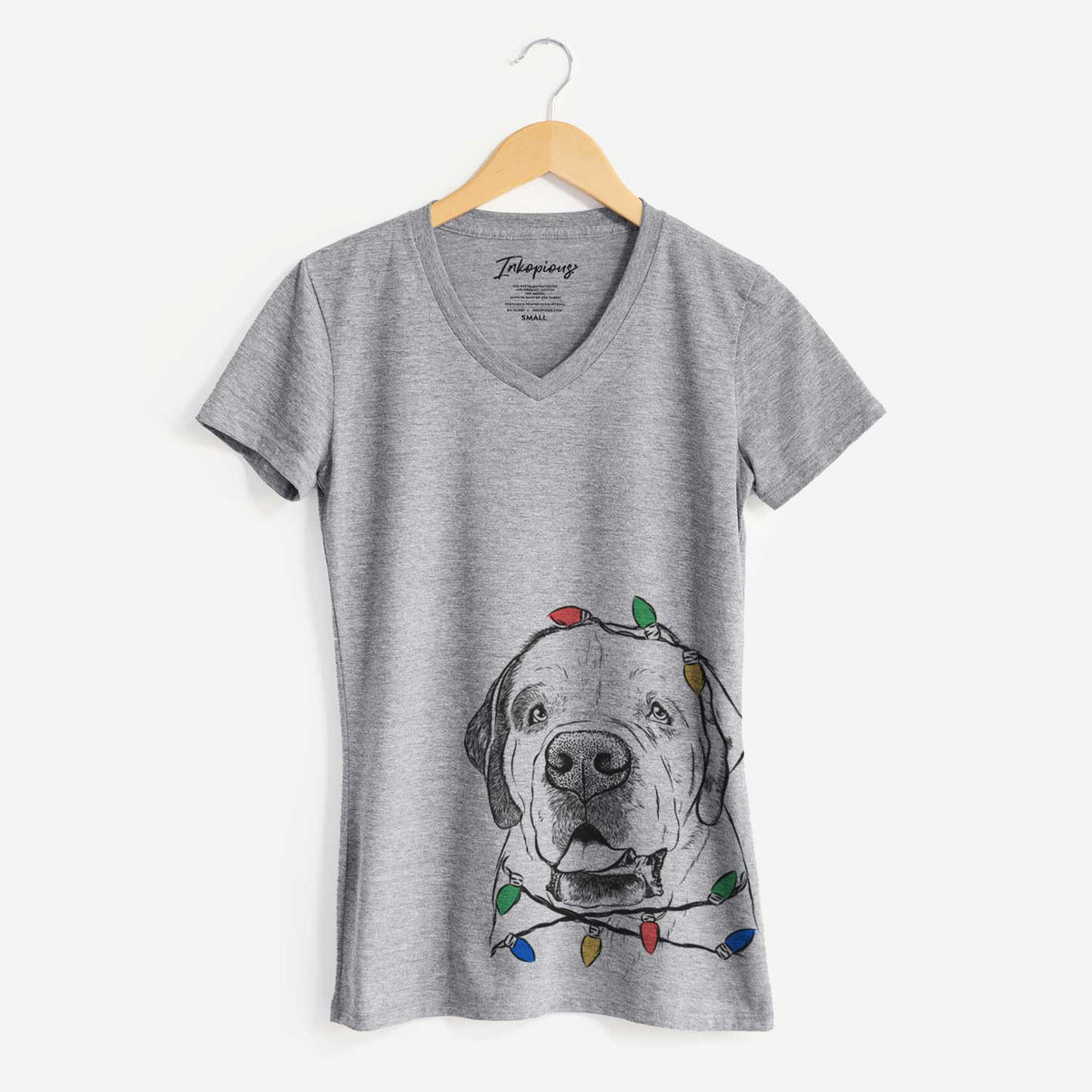 Christmas Lights Wendy the Saint Bernard - Women's V-neck Shirt