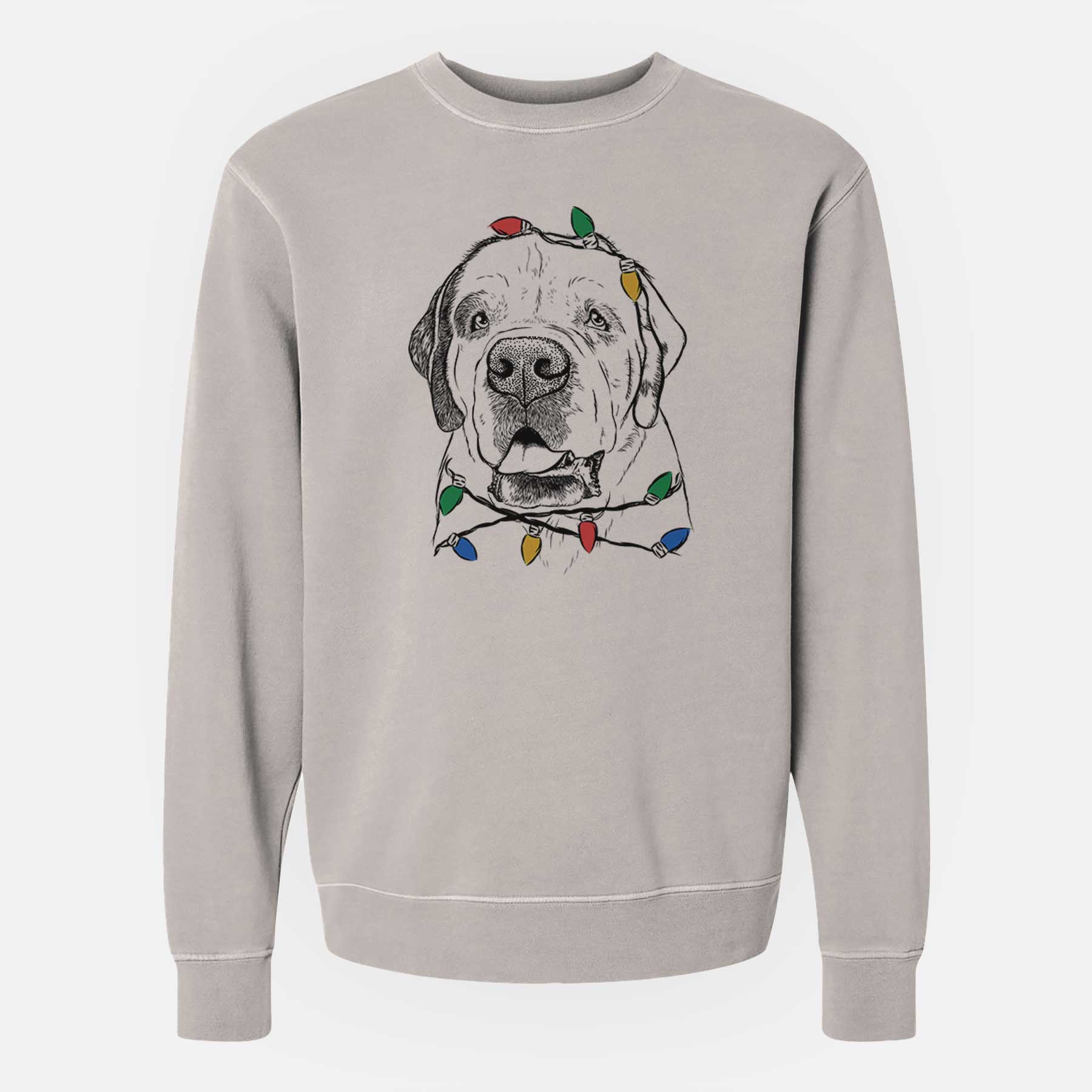 Christmas Lights Wendy the Saint Bernard - Unisex Pigment Dyed Crew Sweatshirt