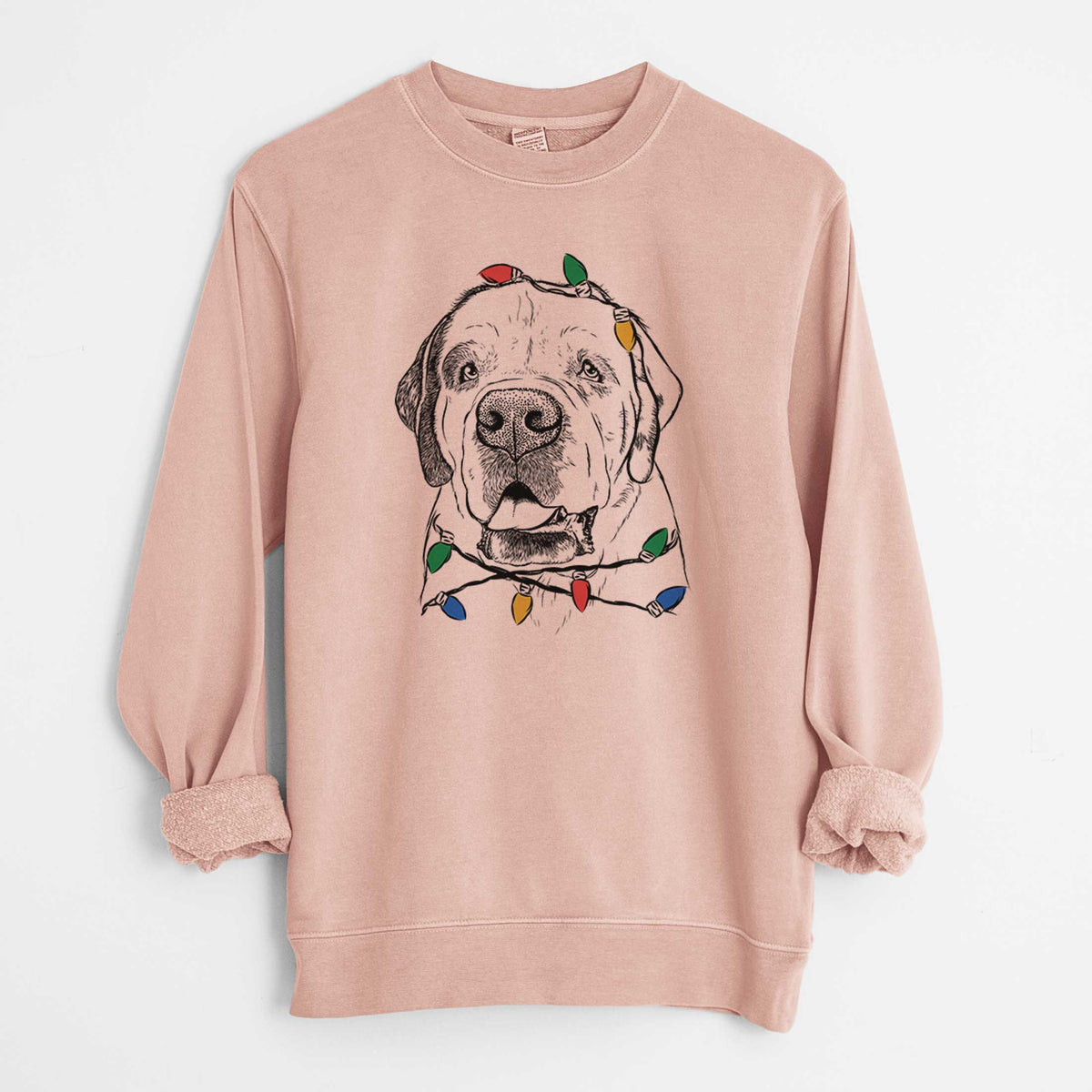 Christmas Lights Wendy the Saint Bernard - Unisex Pigment Dyed Crew Sweatshirt
