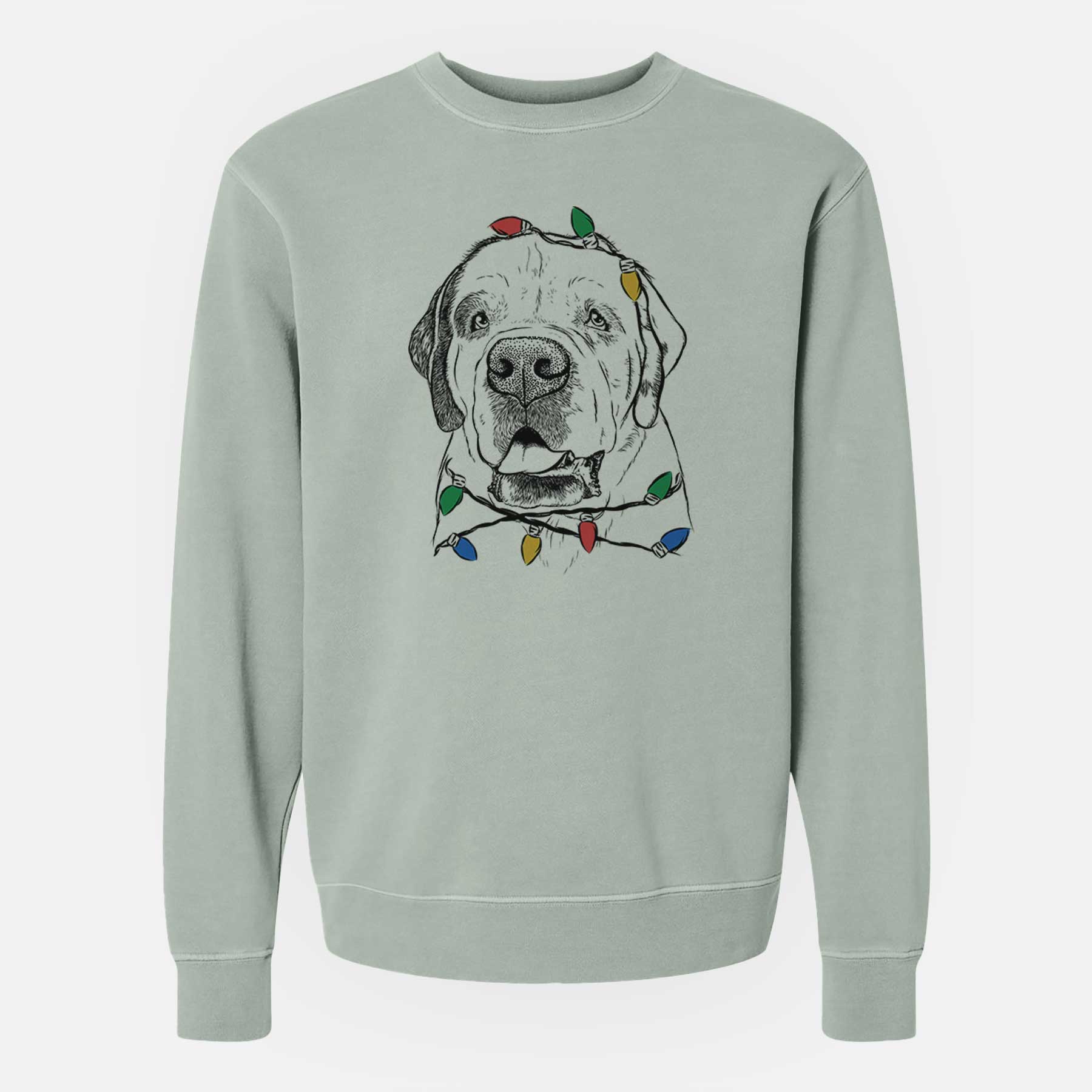 Christmas Lights Wendy the Saint Bernard - Unisex Pigment Dyed Crew Sweatshirt