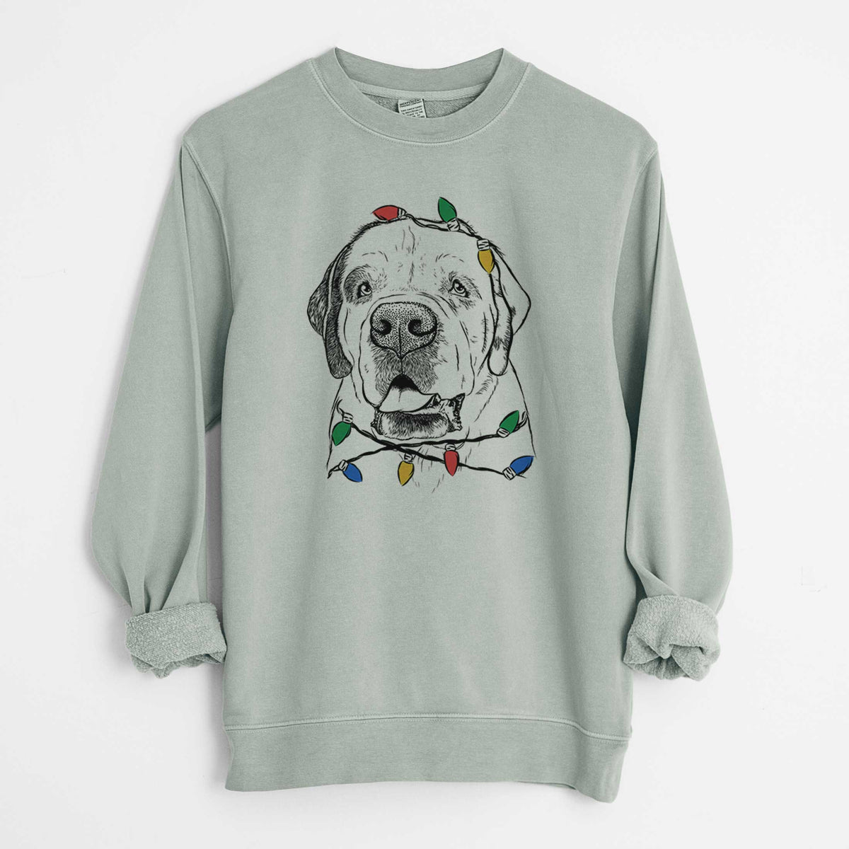 Christmas Lights Wendy the Saint Bernard - Unisex Pigment Dyed Crew Sweatshirt