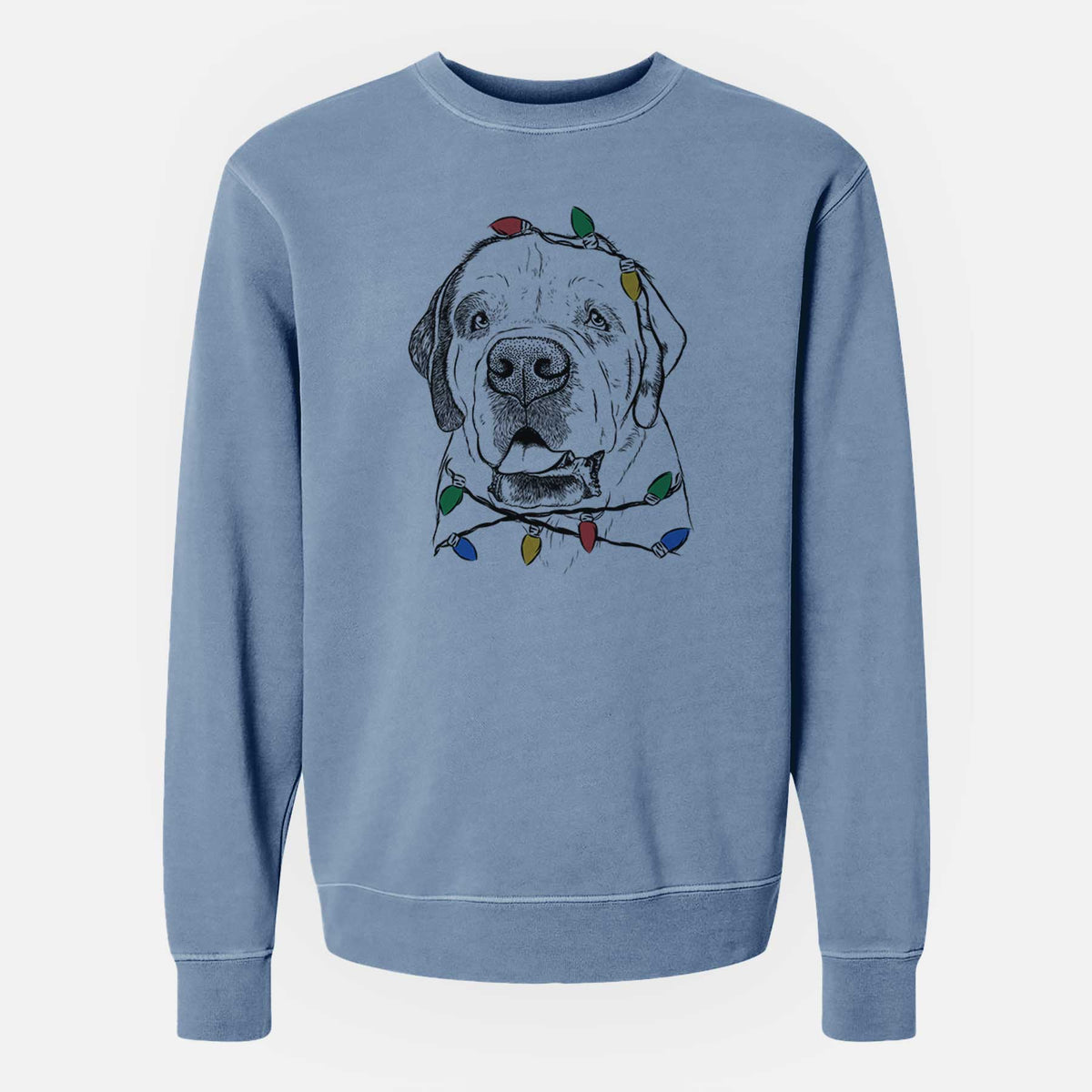 Christmas Lights Wendy the Saint Bernard - Unisex Pigment Dyed Crew Sweatshirt