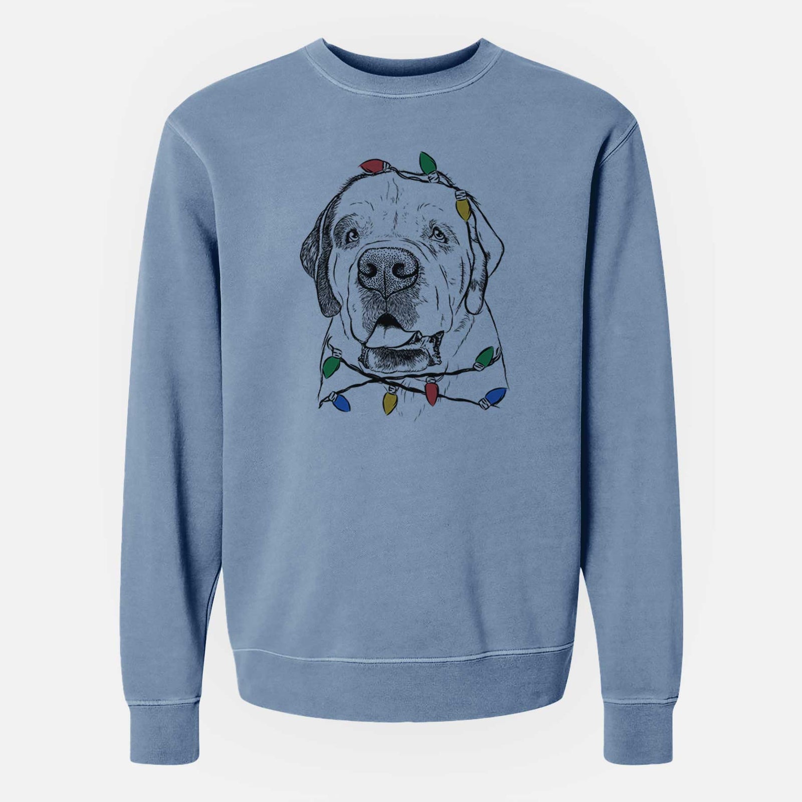 Christmas Lights Wendy the Saint Bernard - Unisex Pigment Dyed Crew Sweatshirt
