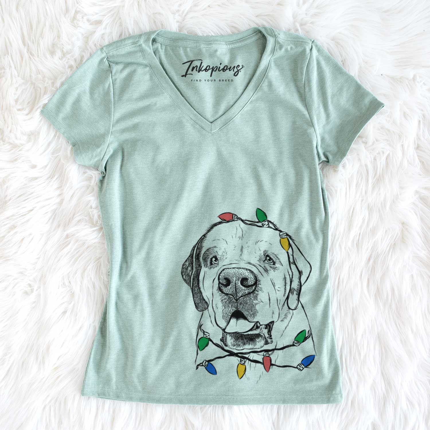 Christmas Lights Wendy the Saint Bernard - Women's V-neck Shirt