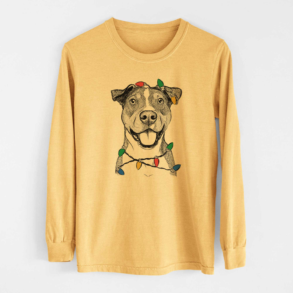 Christmas Lights Wendy the Mixed Breed - Heavyweight 100% Cotton Long Sleeve