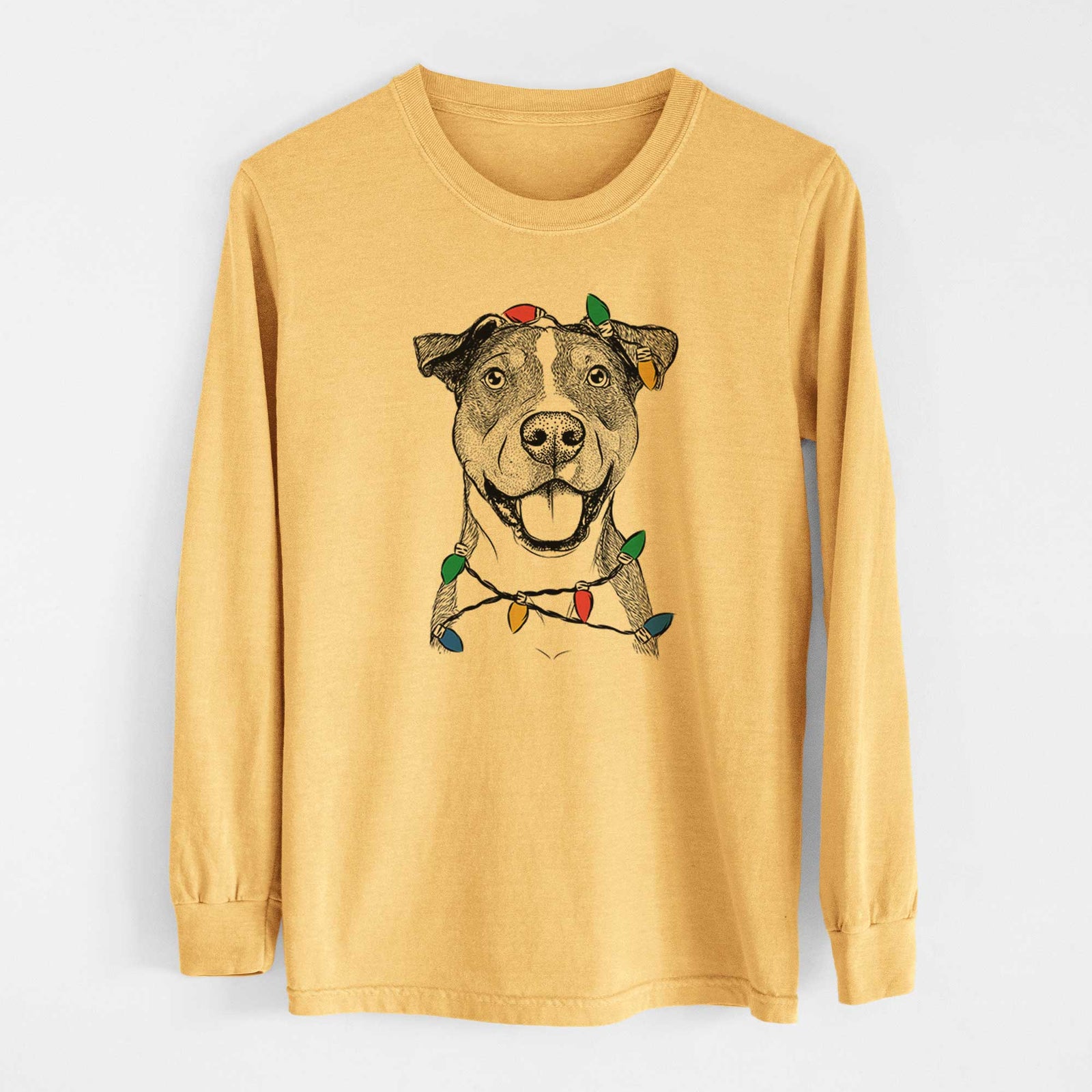 Christmas Lights Wendy the Mixed Breed - Heavyweight 100% Cotton Long Sleeve