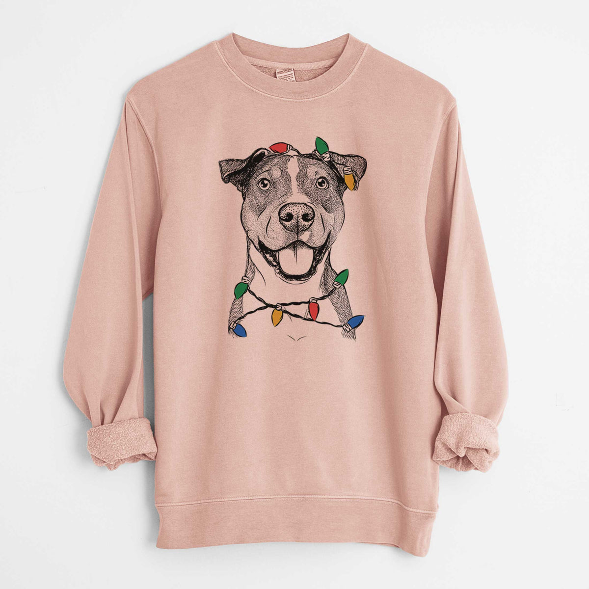 Christmas Lights Wendy the Mixed Breed - Unisex Pigment Dyed Crew Sweatshirt