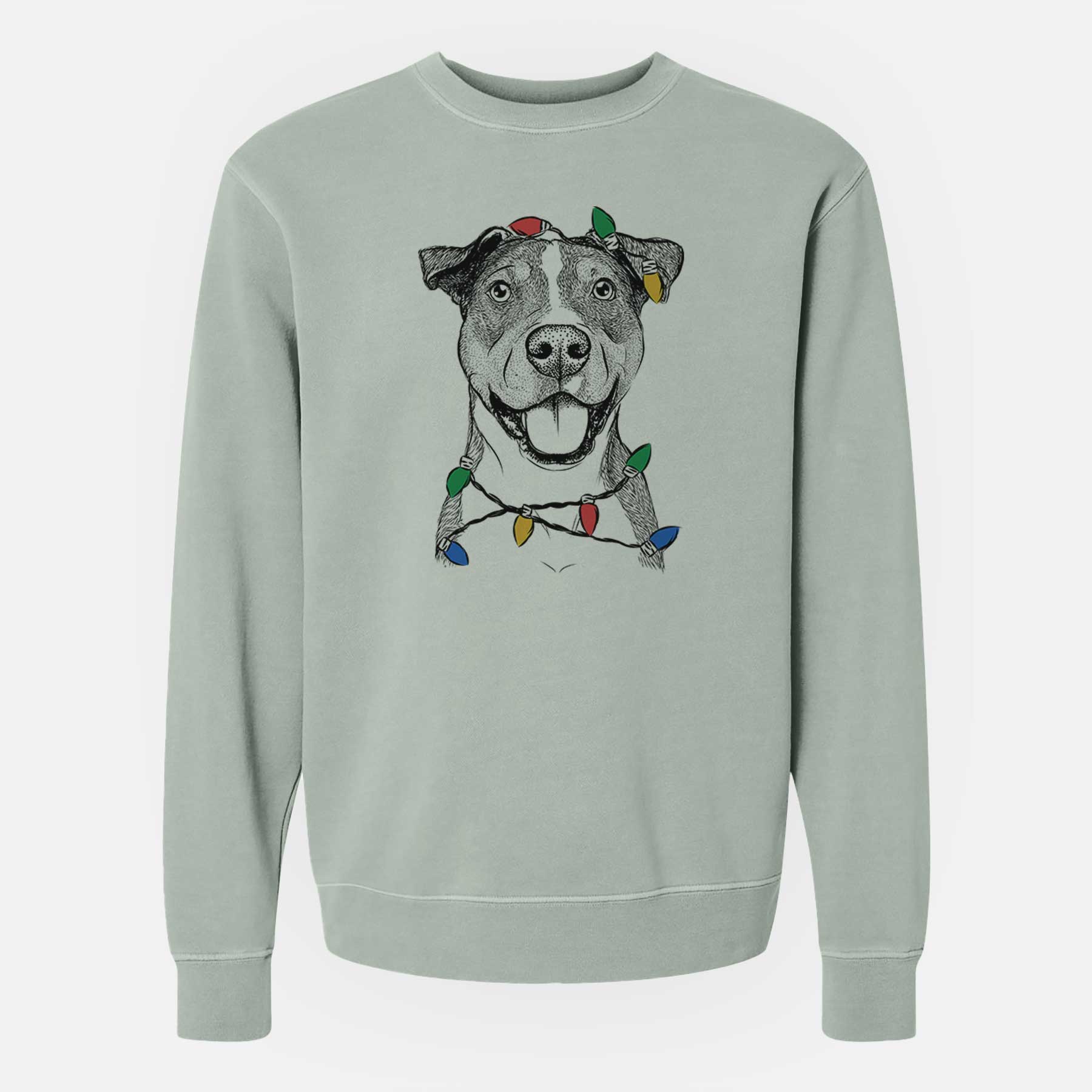 Christmas Lights Wendy the Mixed Breed - Unisex Pigment Dyed Crew Sweatshirt