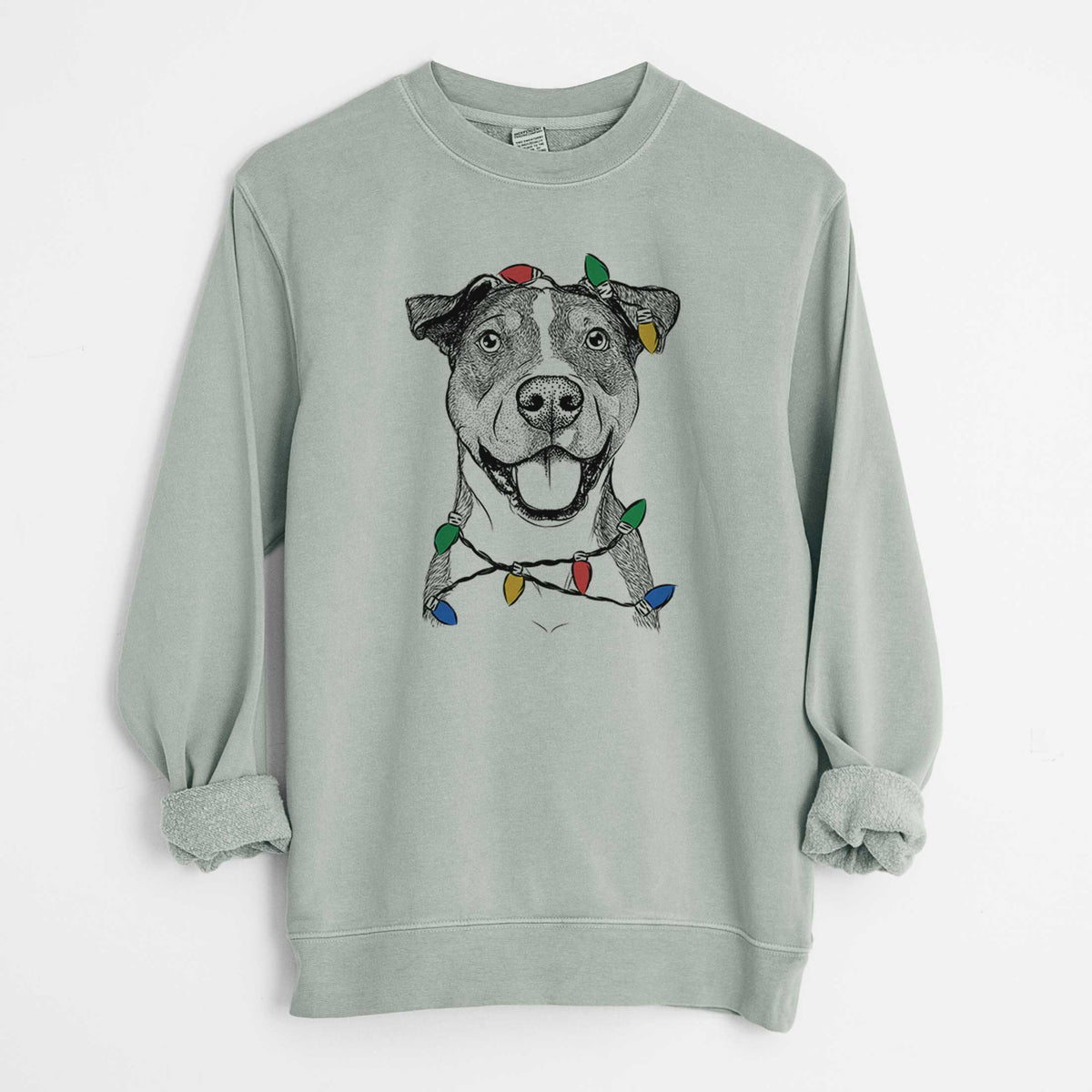Christmas Lights Wendy the Mixed Breed - Unisex Pigment Dyed Crew Sweatshirt